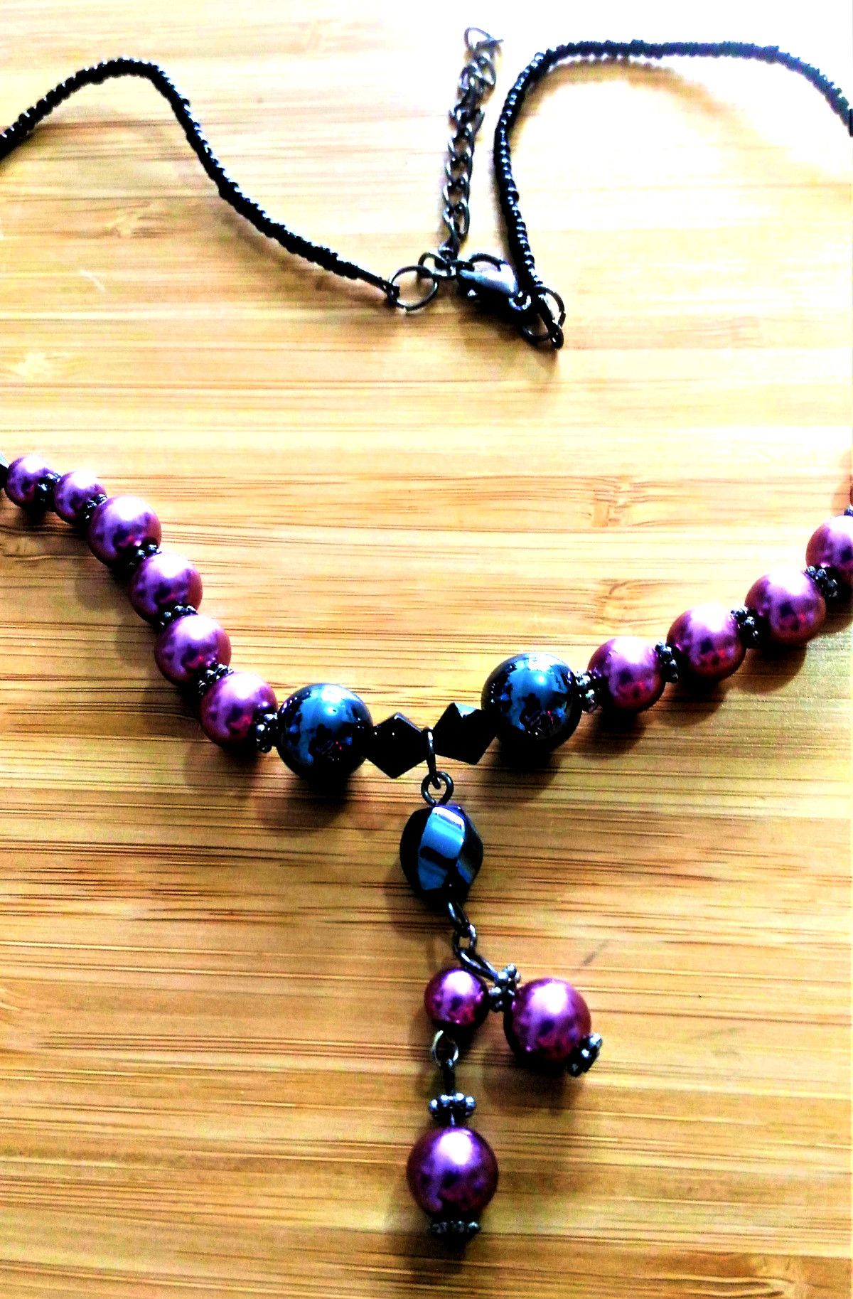 Japanese Brand × Vintage Stunning Shiny Patchwork Hematite Pearls Bead Necklace RARE Size ONE SIZE - 4 Thumbnail