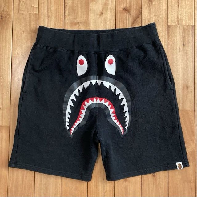BAPE Shark sweat shorts black a bathing ape ★size L