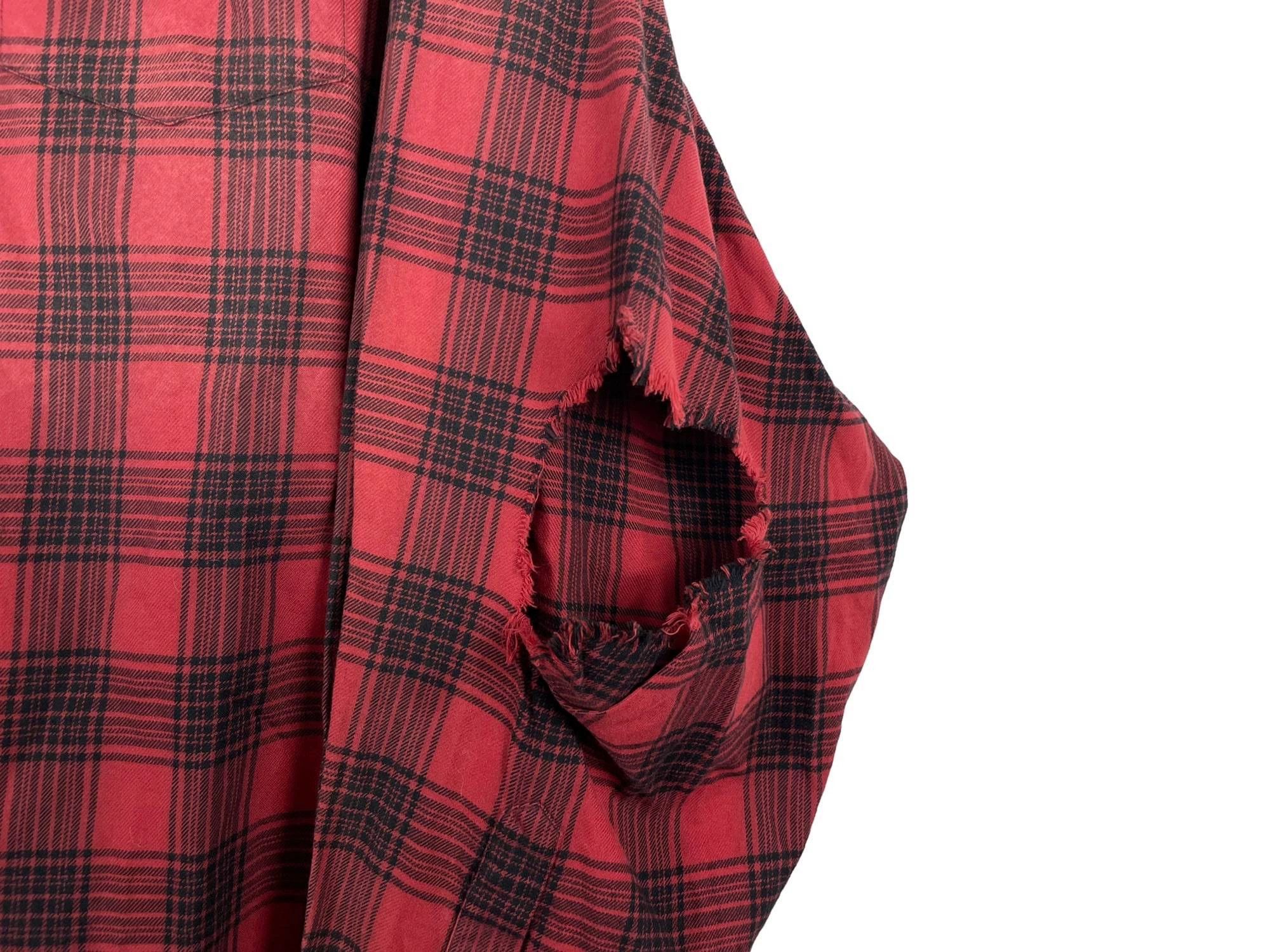 Balenciaga Balenciaga Hooded Check Distressed Shirt Size US M / EU 48-50 / 2 - 5 Thumbnail