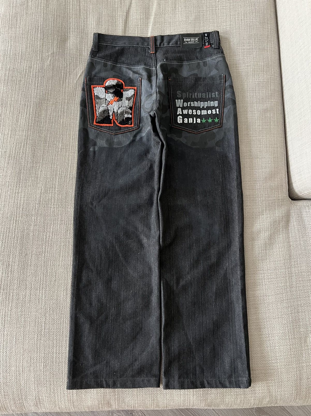 Vintage Vintage 💥 Raw Blue Ganja Pants Jeans Size US 34 / EU 50 - 1 Thumbnail