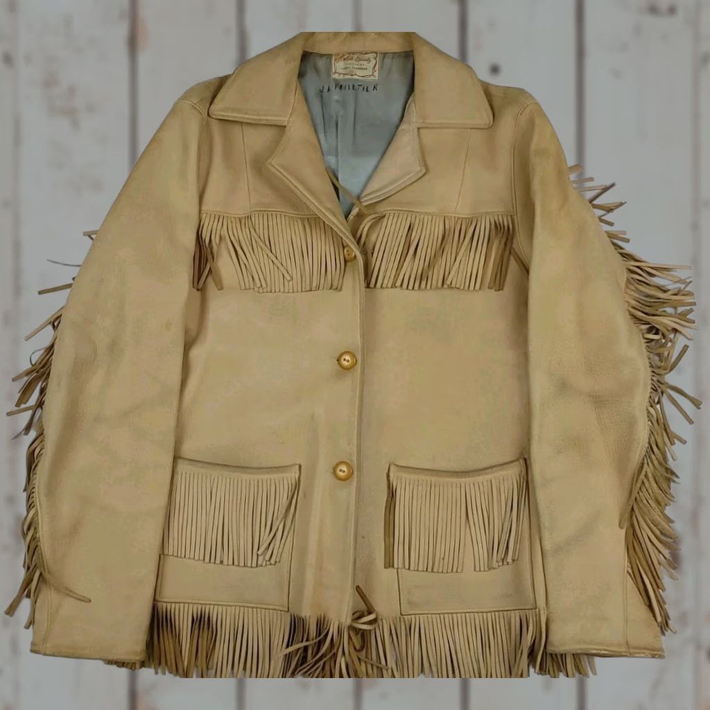 Skin Vintage 50s 60s Deer Skin Leather Fringe Jacket - Unique Western Ladies Size M / US 6-8 / IT 42-44 - 1 Thumbnail