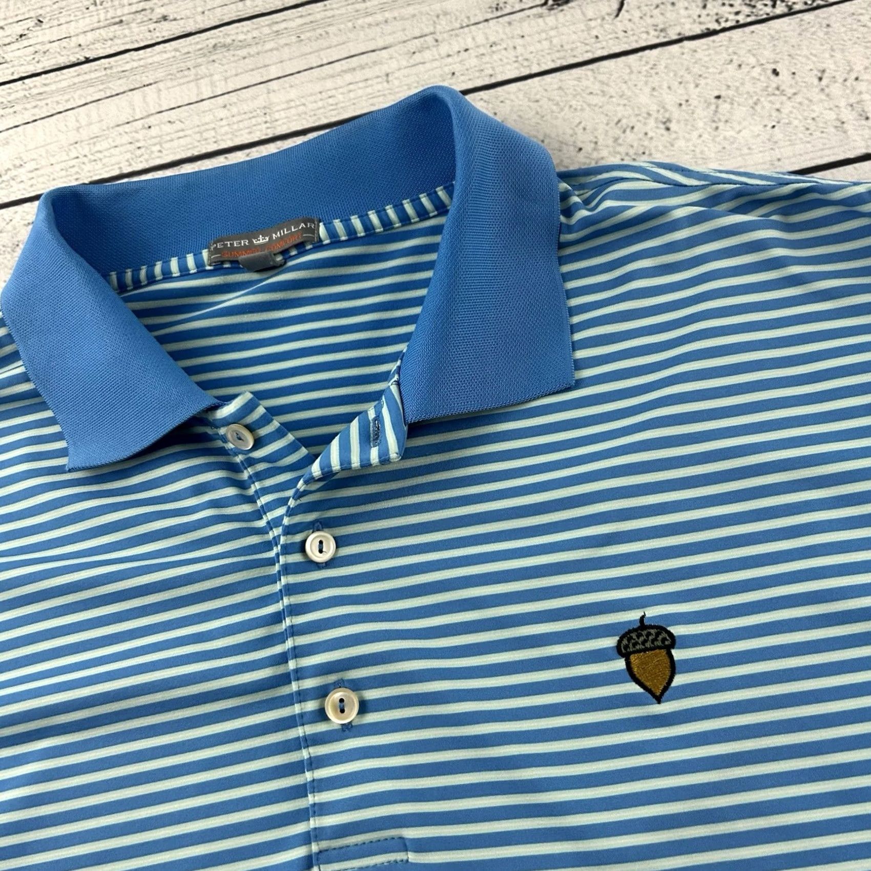 Peter Millar Peter Millar Summer Comfort Striped Spanish Oaks Polo Shirt Men's XL Blue Short Sleeve Button-Up Casual Shirt Size US XL / EU 56 / 4 - 2 Thumbnail