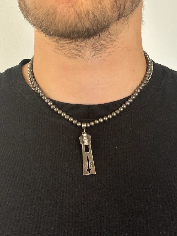 John Richmond John Richmond Dark Grey Metal Zip Pendant Necklace Size ONE SIZE - 3 Thumbnail