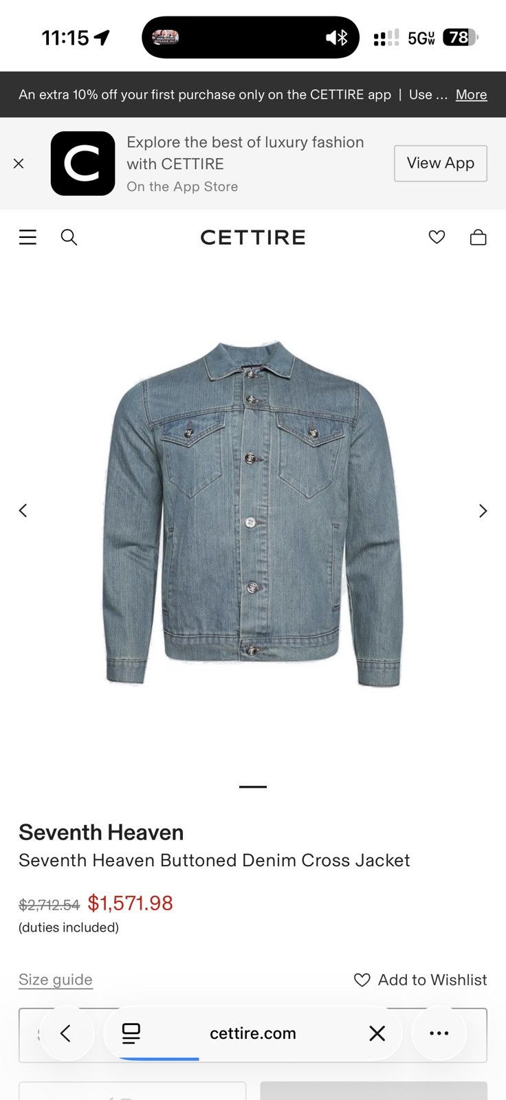 Seventh Heaven Seventh Heaven Buttoned Denim Cross Jacket Size US S / EU 44-46 / 1 - 4 Thumbnail