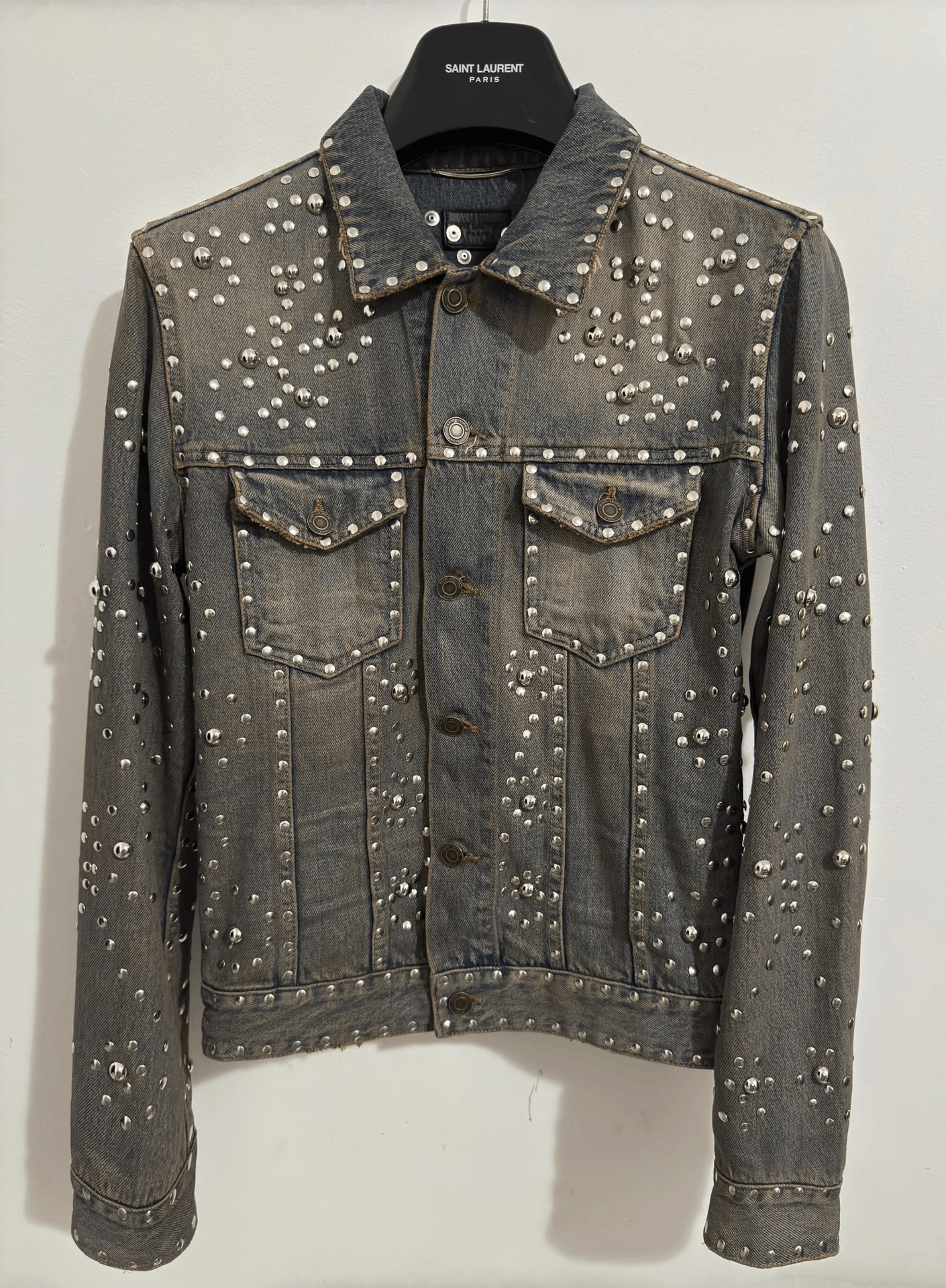 Saint Laurent Paris Saint Laurent Denim Jacket with Studs Size US S / EU 44-46 / 1 - 1 Thumbnail