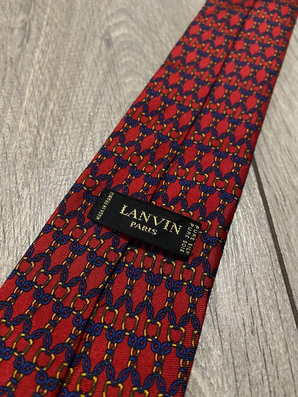 Lanvin Lanvin Paris Red Silk Pattern Tie Vintage Сhains Y2K Size ONE SIZE - 3 Thumbnail