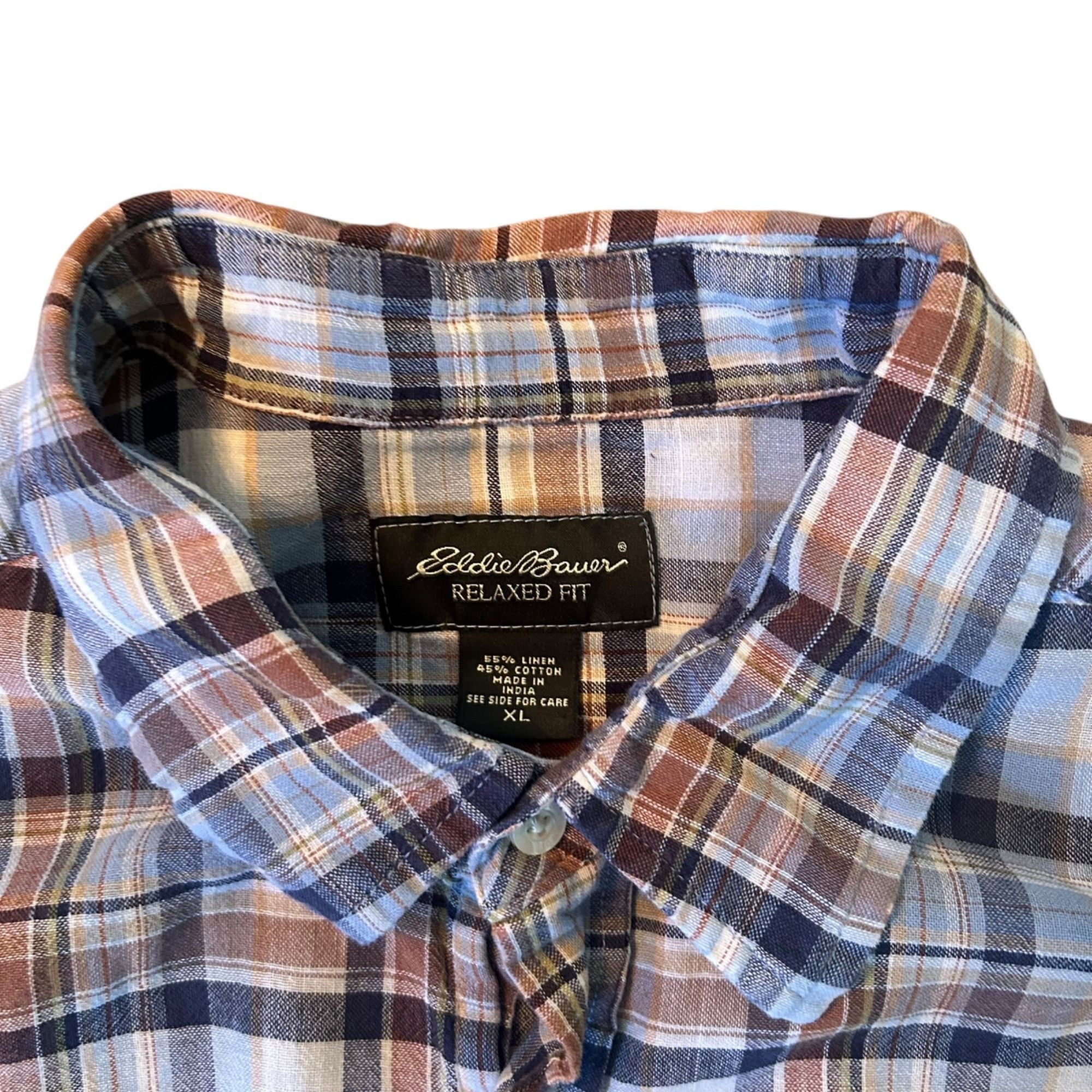 Eddie Bauer Vintage Eddie Bauer Grunge Single Stitch Button Up Linen Ble Size US XL / EU 56 / 4 - 5 Thumbnail