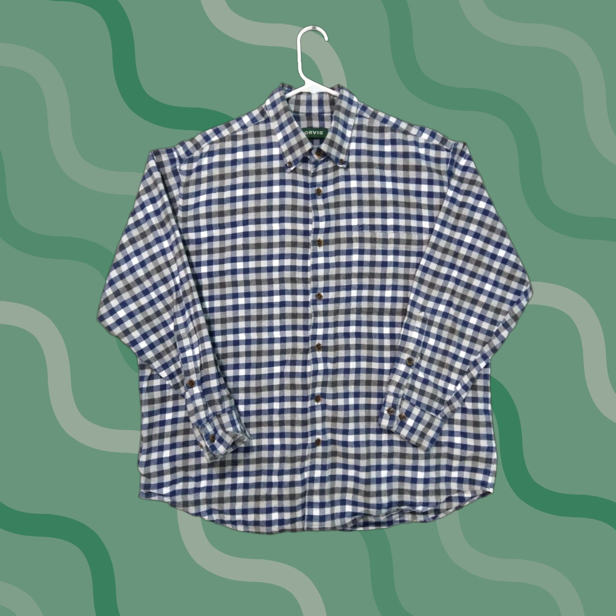 Orvis Orvis Shirt XL Blue Plaid Flannel Button-Up Cotton Casual Lodge Workwear Mens Regular Fit Size US XL / EU 56 / 4 - 1 Thumbnail