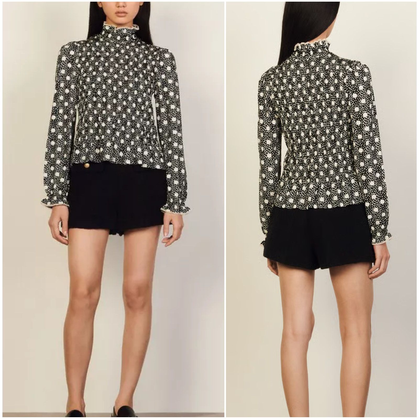 Sandro Sandro Women's Printed T-Shirt with Smocking fits Small Size S / US 4 / IT 40 - 1 Thumbnail