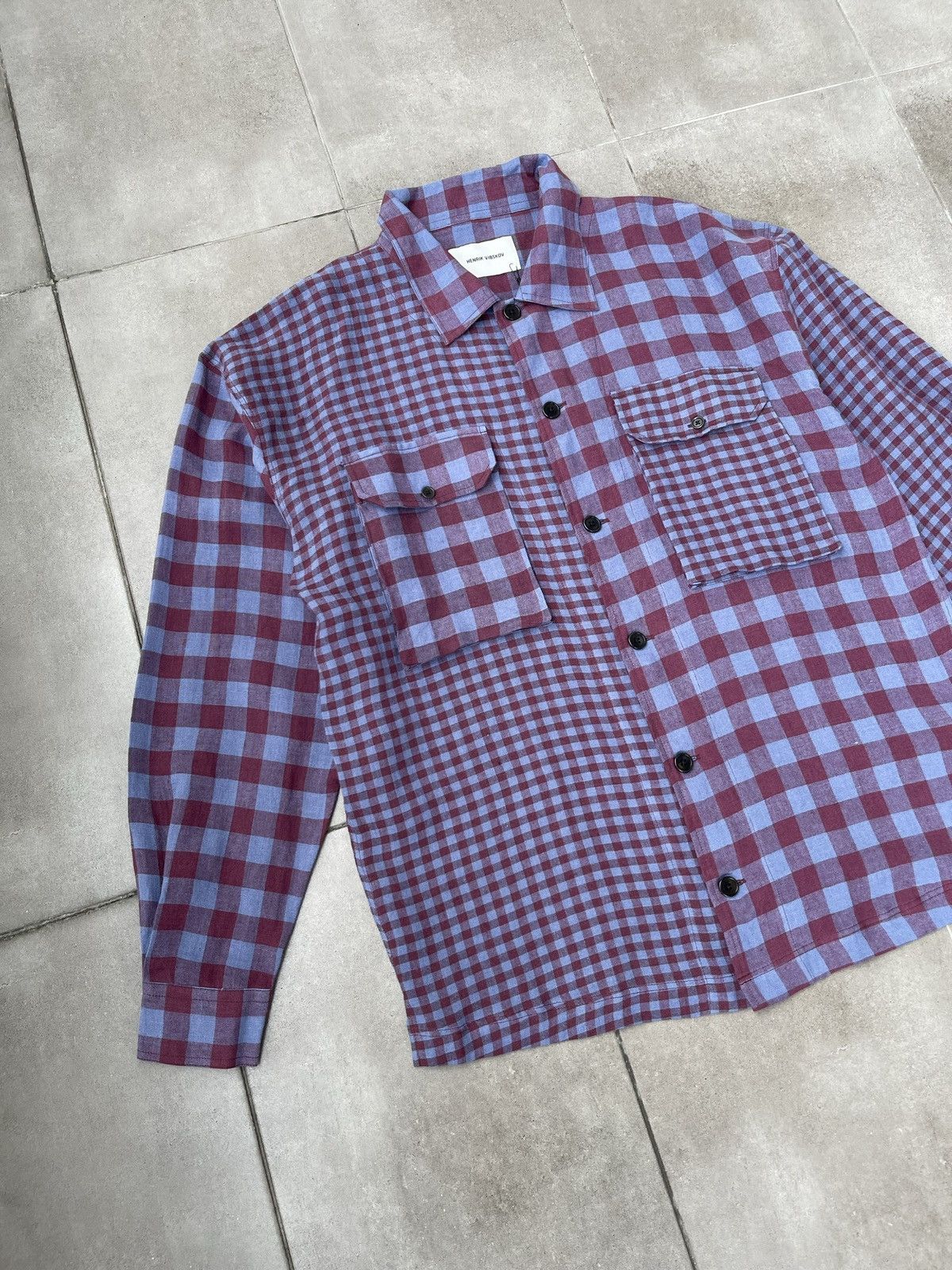 Henrik Vibskov !DS! SS22 Henrik Vibskov Mixed Purple Checks Shirt Size US L / EU 52-54 / 3 - 8 Thumbnail