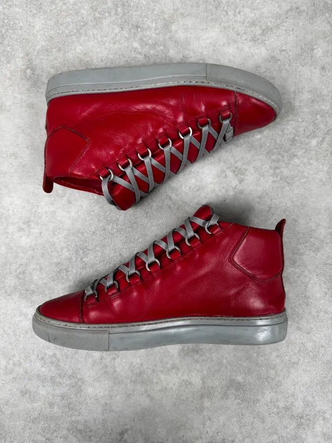 Balenciaga Balenciaga Red & Grey Arena High Sneakers Size US 7.5 / EU 40-41 - 5 Thumbnail