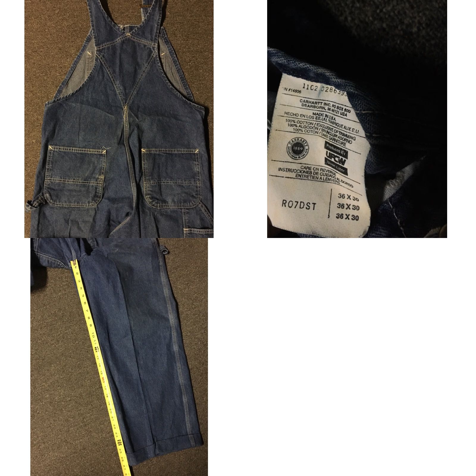 Carhartt VINTAGE Carhartt Overalls Denim 36/27 USA 90s Grunge Biker Workwear Western 80s Men's Jeans Long Inseam 27 Blue Size US 36 / EU 52 - 8 Thumbnail