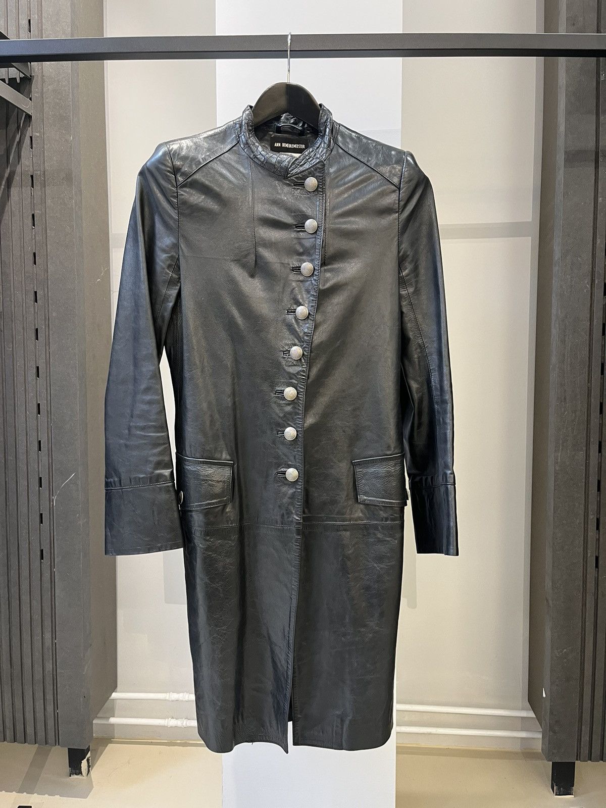 image of Ann Demeulemeester Leather Coat in Black, Women's (Size Small)