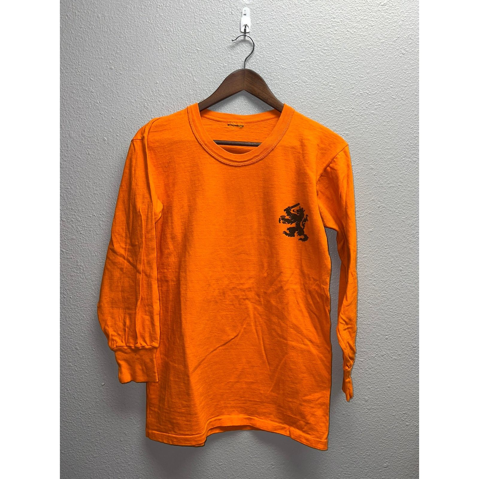 Vintage 1980s The Netherlands Dutch Army Orange Long Sleeve Shirt L Size US L / EU 52-54 / 3 - 1 Thumbnail