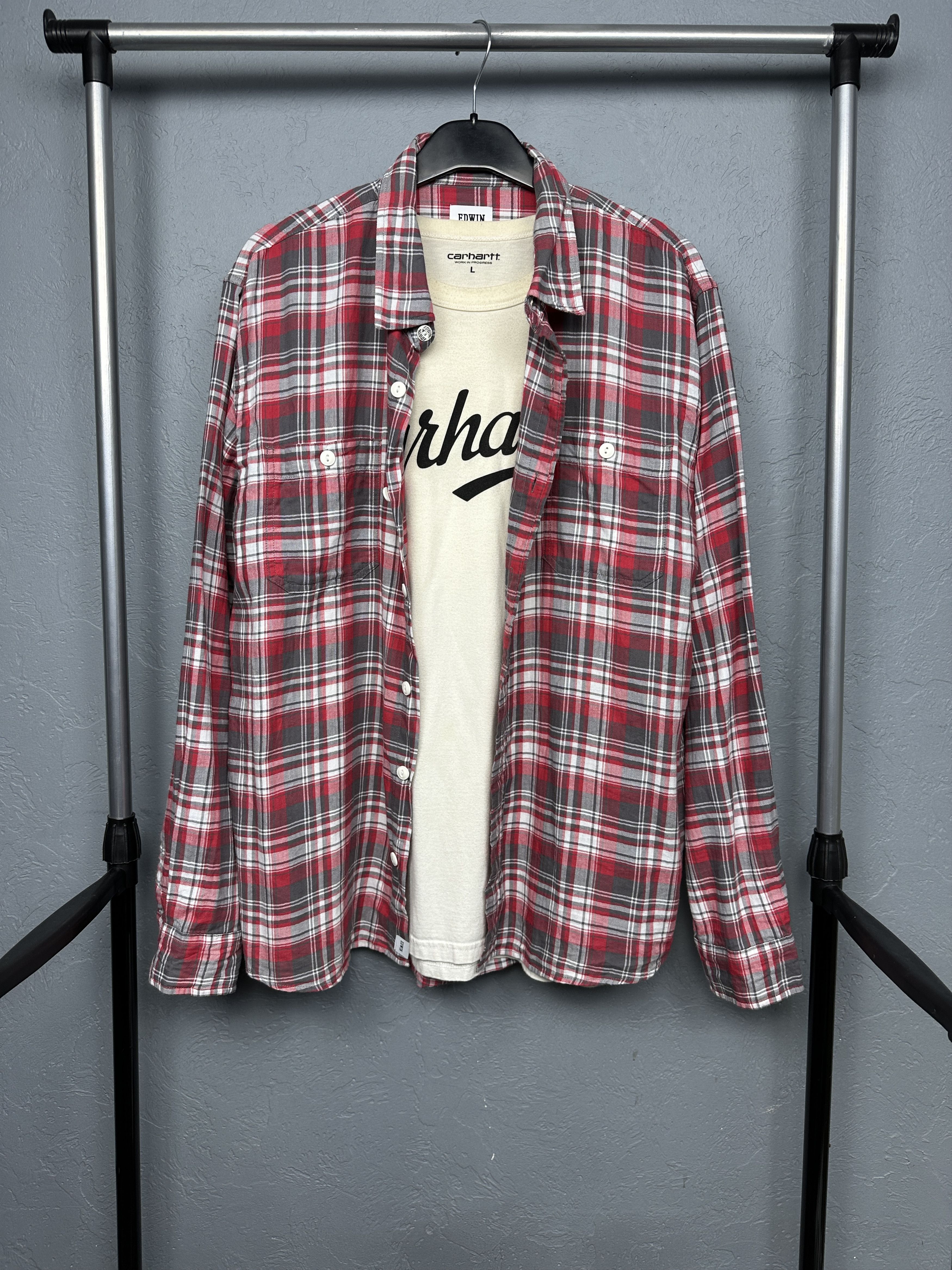 Edwin Edwin Mens Labour Flannel Plaid Shirt Size US XL / EU 56 / 4 - 1 Thumbnail