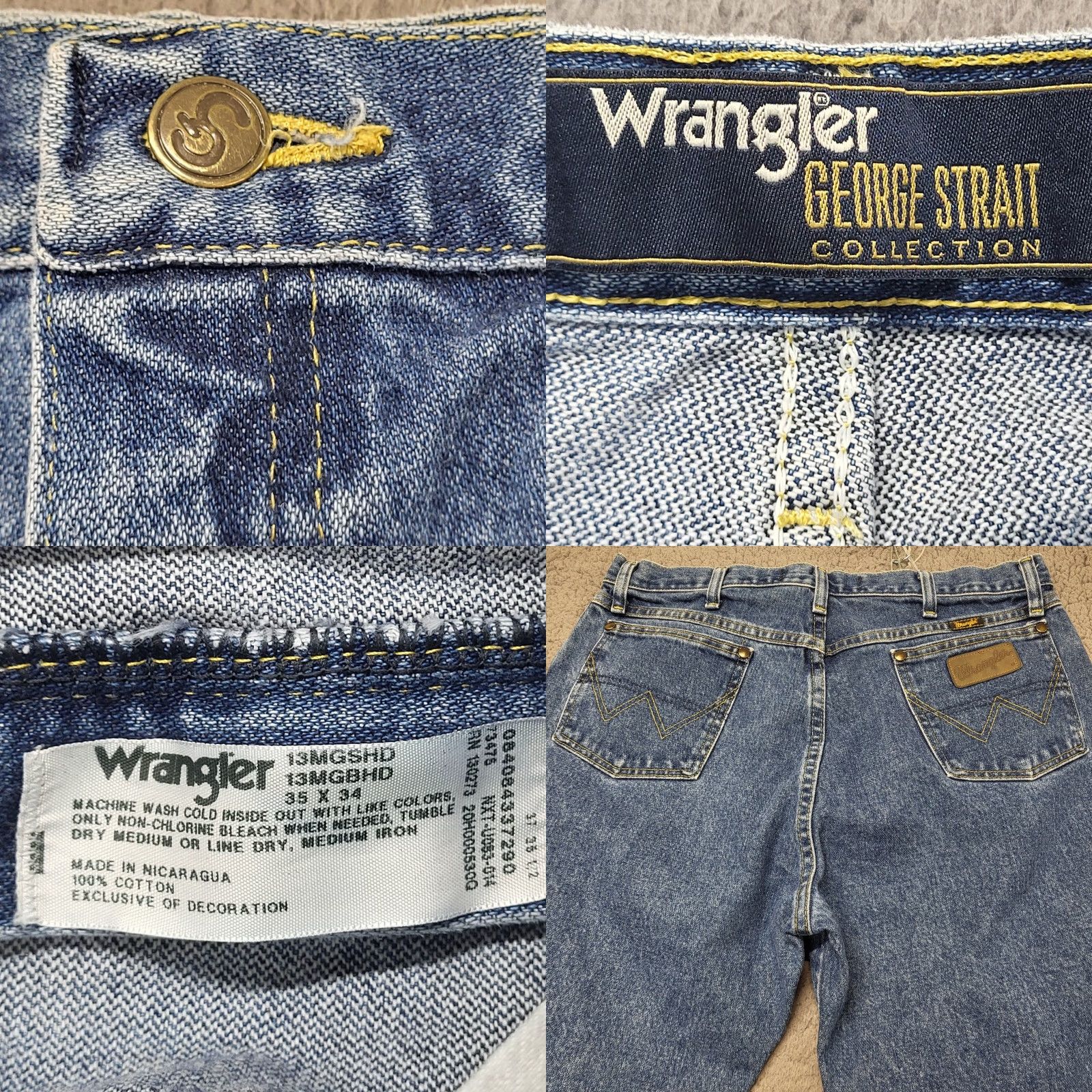 Wrangler Wrangler George Strait Jeans Men’s 35x34 Blue Original Fit Western #13MGBHD Jeans Men’s Regular 35x34 Blue Western Cowboy George Strait Collection Size US 35 - 8 Thumbnail