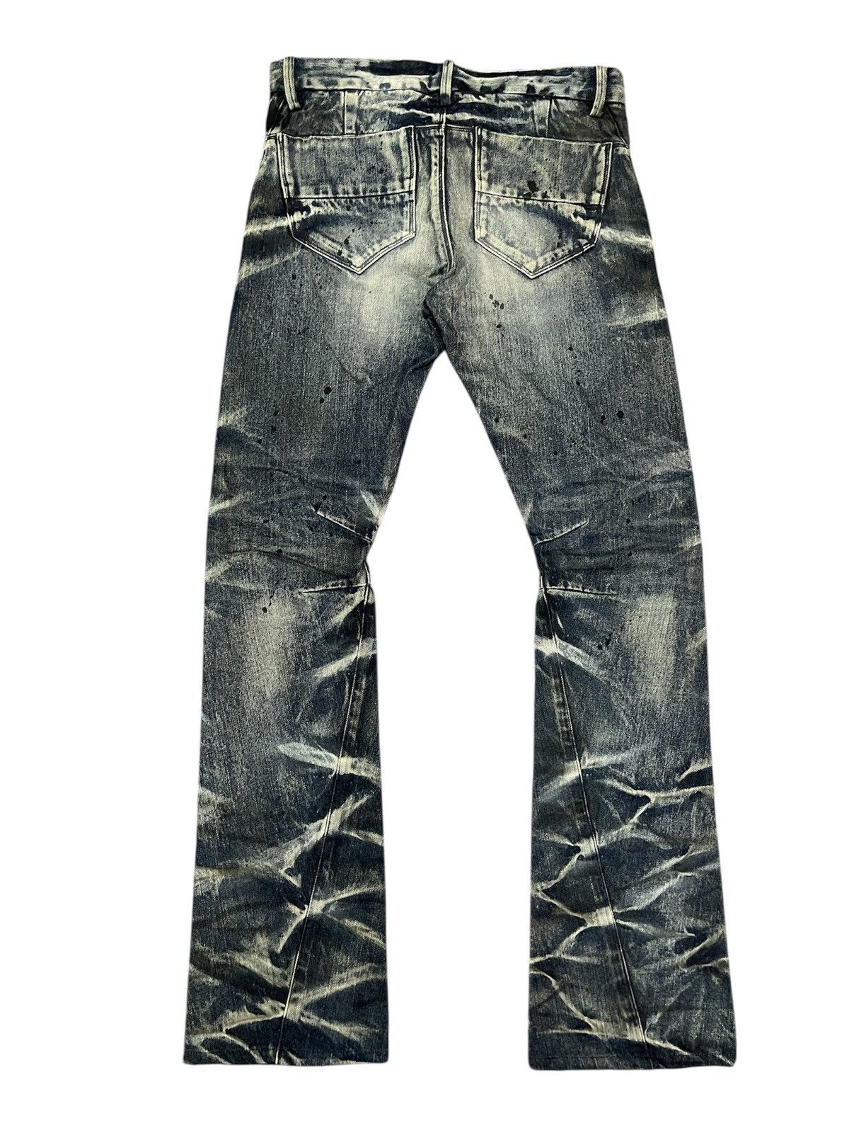 If Six Was Nine HOT ITEM🔥RARE JOHNY WOLF WHISKER ACID WASH FLARE DENIM JEANS Size US 31 - 10 Thumbnail