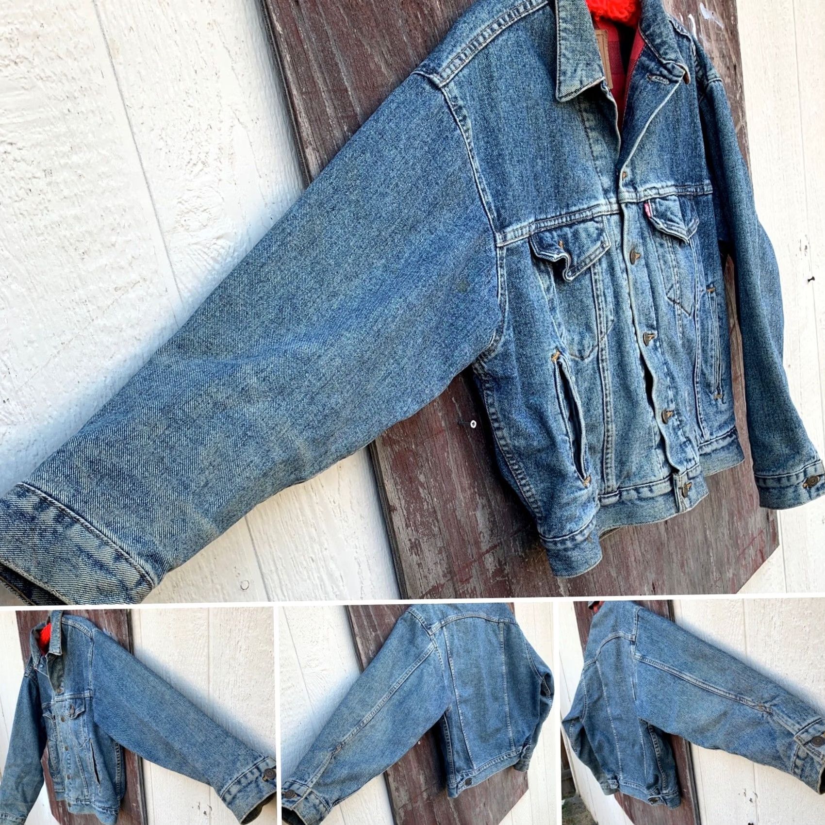 Levi's VINTAGE Levi's Denim Jacket Buffalo Plaid Lined Made In USA Cowboy Core Trucker S Mens Jacket Wide Western 70417-4891 Blue Denim Cotton Lined Vintage Size US S / EU 44-46 / 1 - 5 Thumbnail