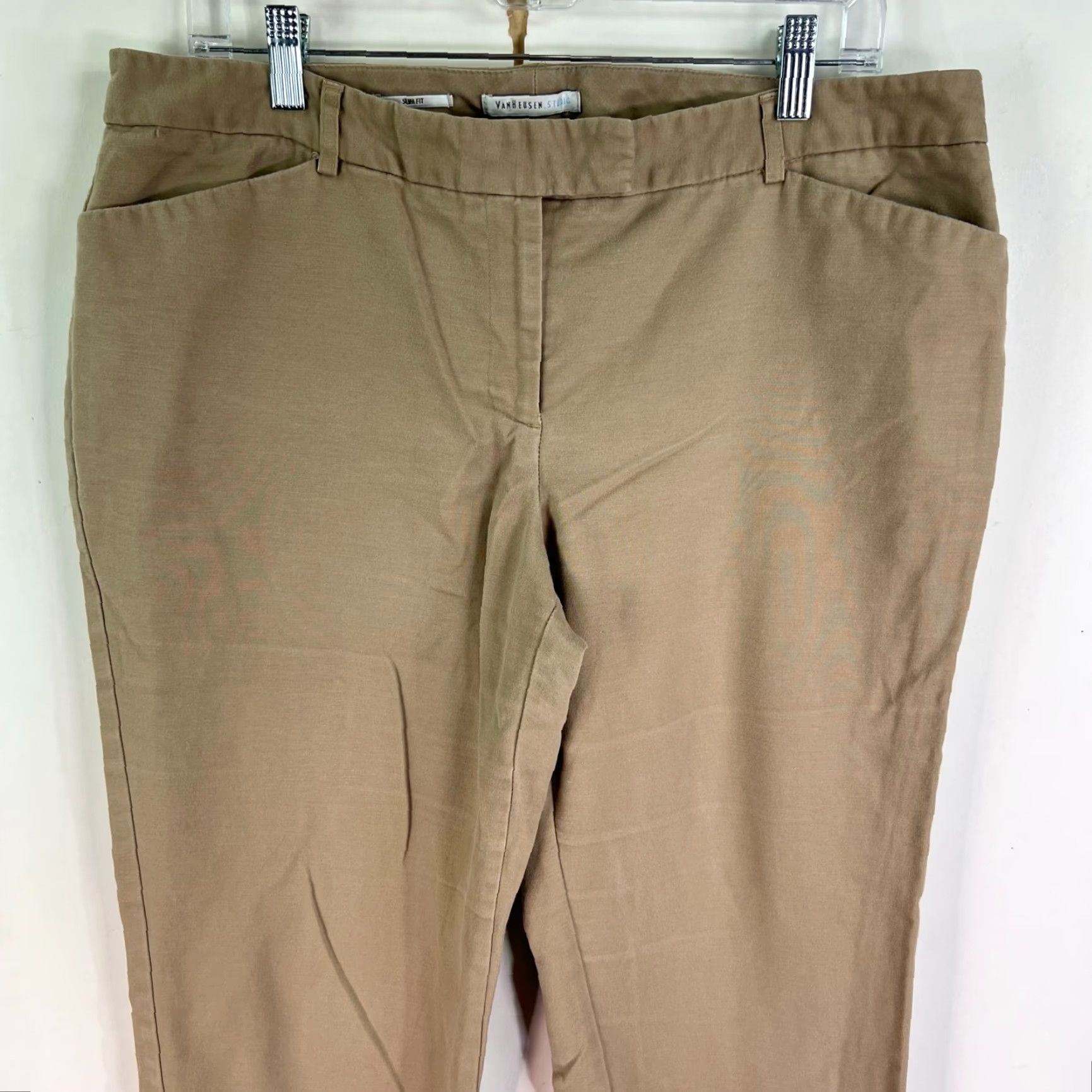 Van Heusen Van Heusen Women's Khakis Pants Size 14 36X27 Stretch Cotton Blend Brown Casual Workwear Size 36" / US 14 / IT 50 - 2 Thumbnail