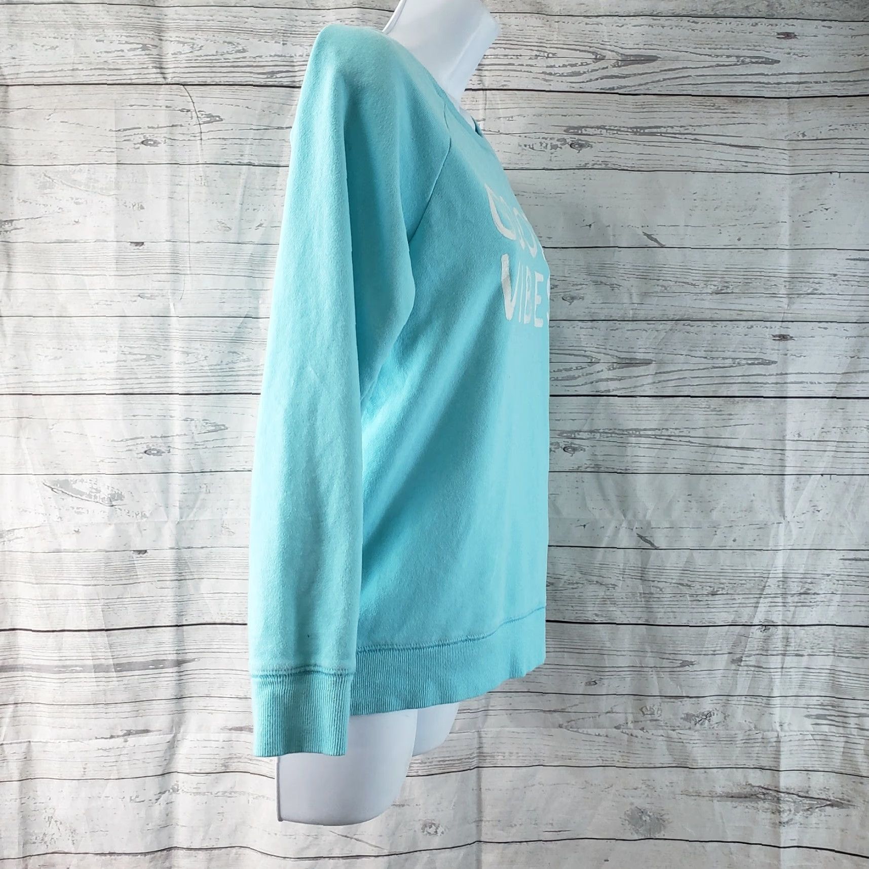 Life is Good Life is Good Womens Sweatshirt XS Blue White Good Vibes Pullover Long Sleeve Regular Size XS Womens Pullover Sweatshirt Size XS / US 0-2 / IT 36-38 - 2 Thumbnail
