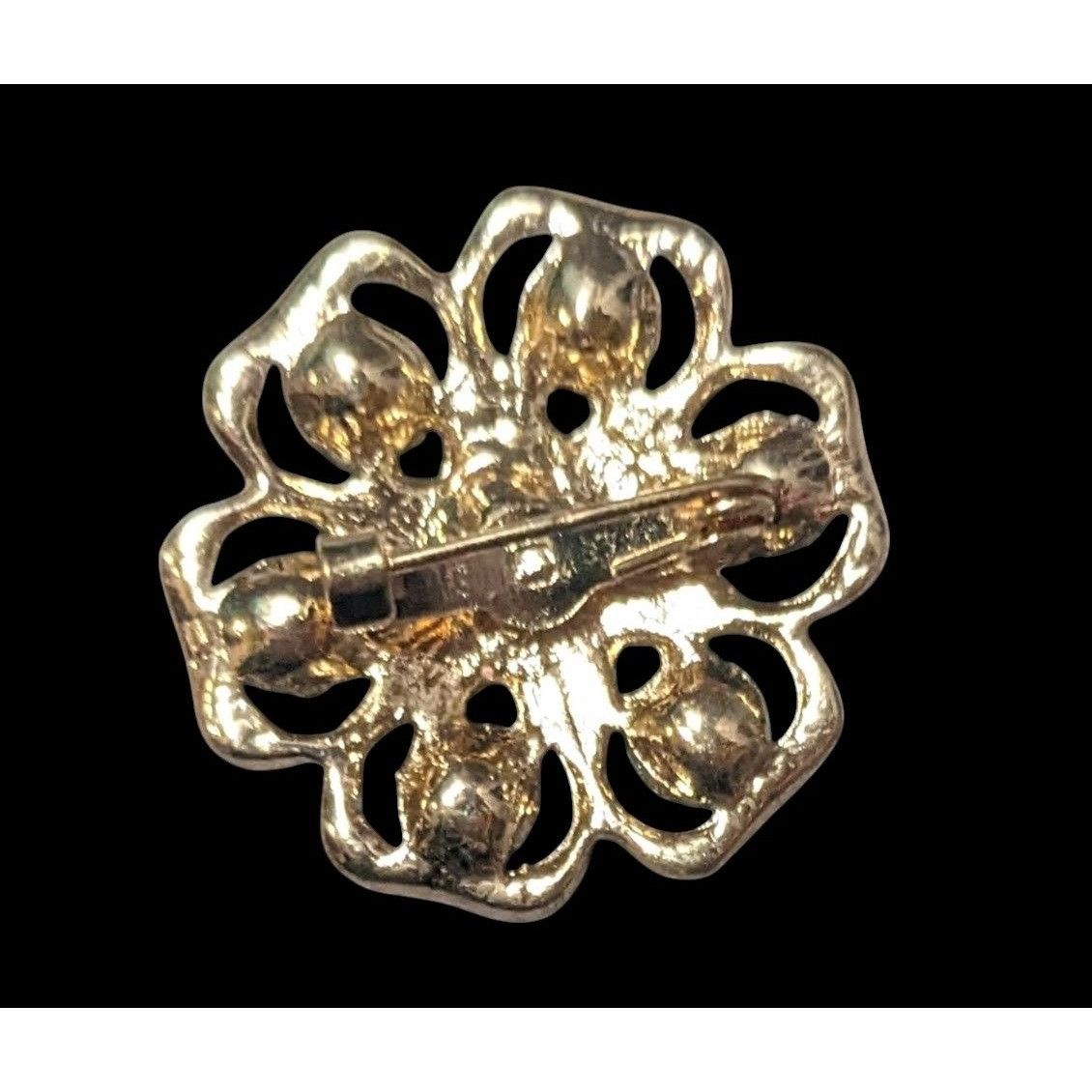 Other Vintage Floral Blue And Gold Tone Rhinestone Brooch Size ONE SIZE - 3 Thumbnail