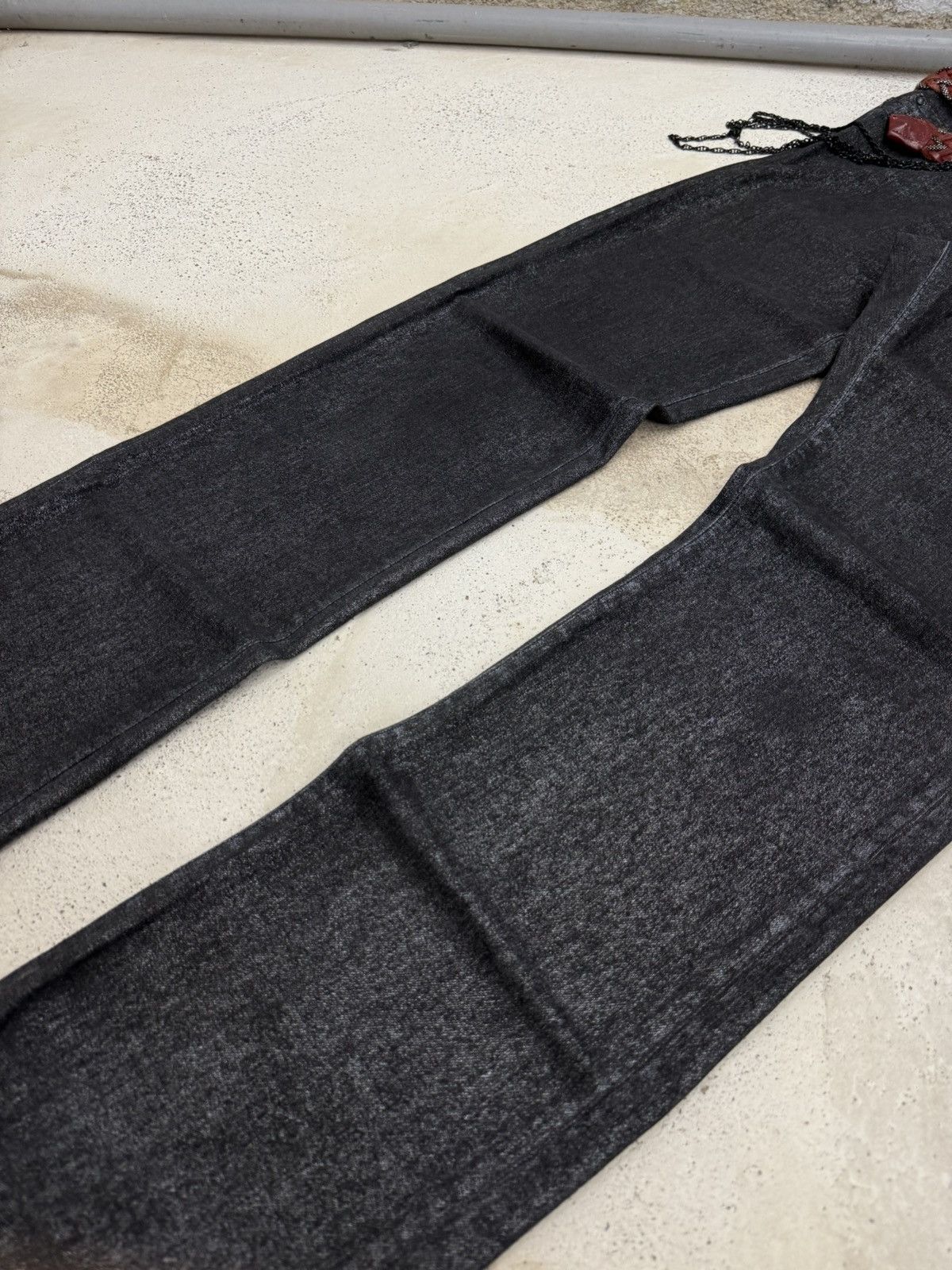 If Six Was Nine Buona Giornata Black Coated Shine Loose Straight Jeans Size US 30 / EU 46 - 6 Thumbnail