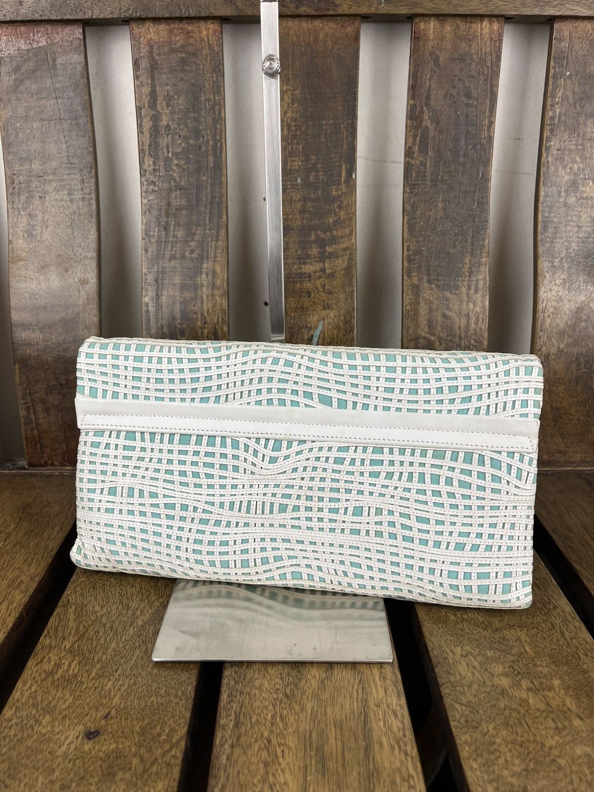 Designer × Tiffany & Co. Tiffany & Co Latice On Linen Flip Lock Shoulder / Clutch Bag Size ONE SIZE - 25 Thumbnail