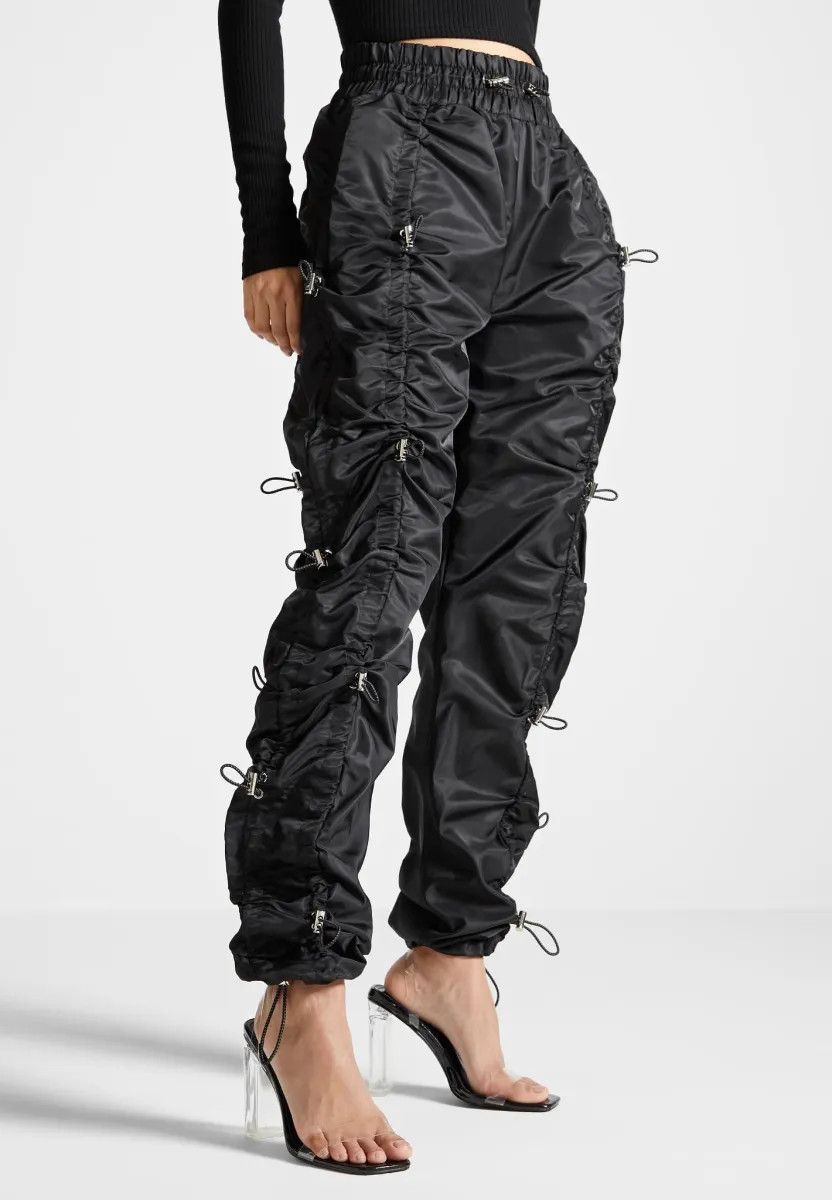Maniere De Vior Maniere De Voir Nylon Bungee Ruched Cargo Pants - Black Size 28" / US 6 / IT 42 - 2 Thumbnail