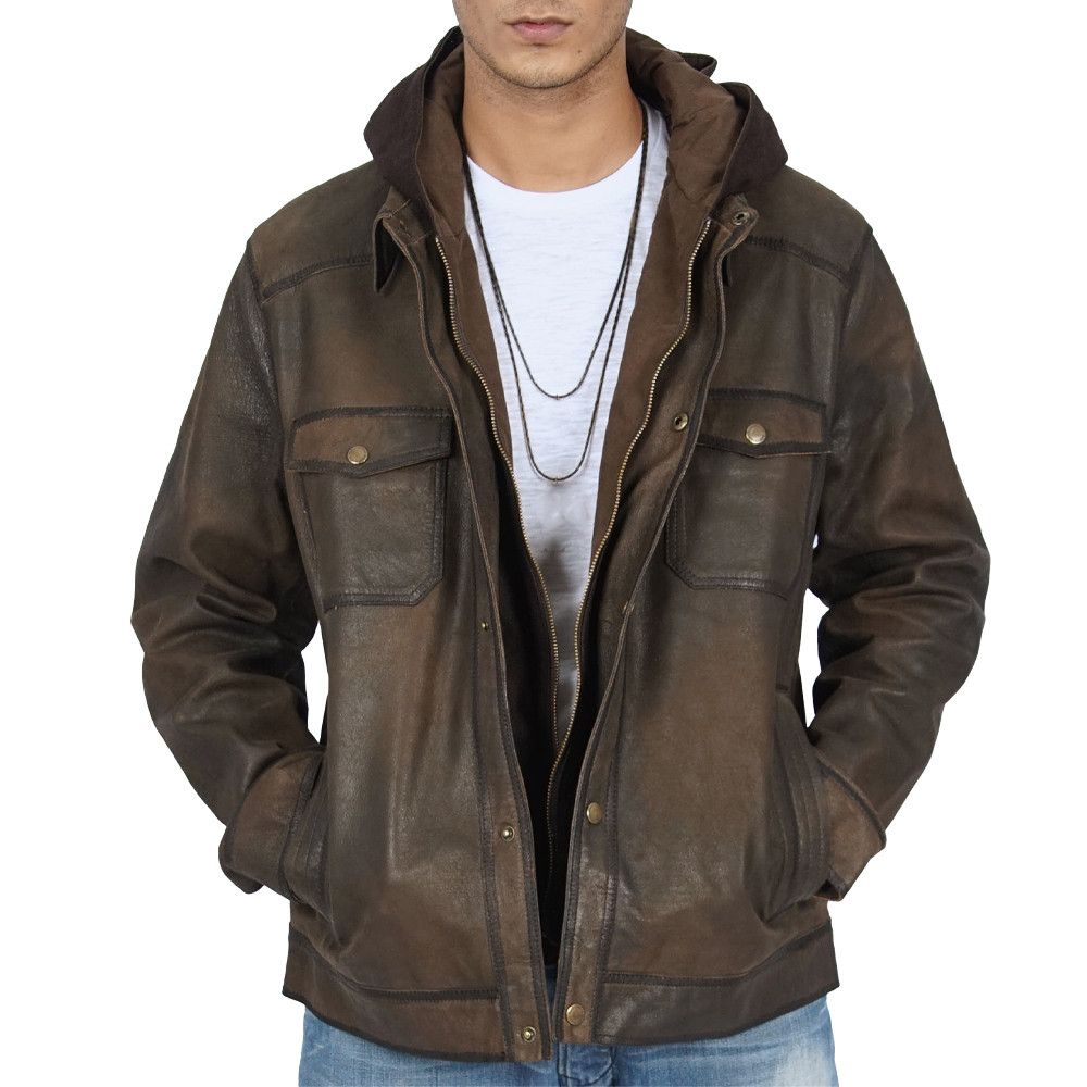 image of Brookfield Vintage Dark Brown Leather Jacket, Men's (Size Medium)