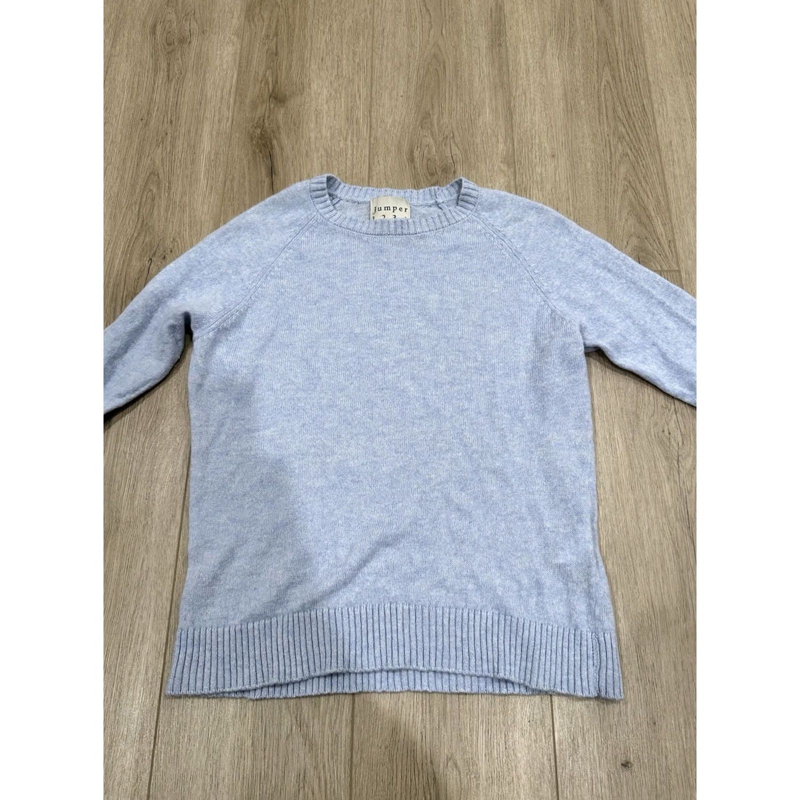 Vintage Jumper 1234 Blue Cashmere Sweater Sz 2 Ladies Pullover Knit Crew Neck Raglan Long Sleeve Size XS / US 0-2 / IT 36-38 - 3 Thumbnail