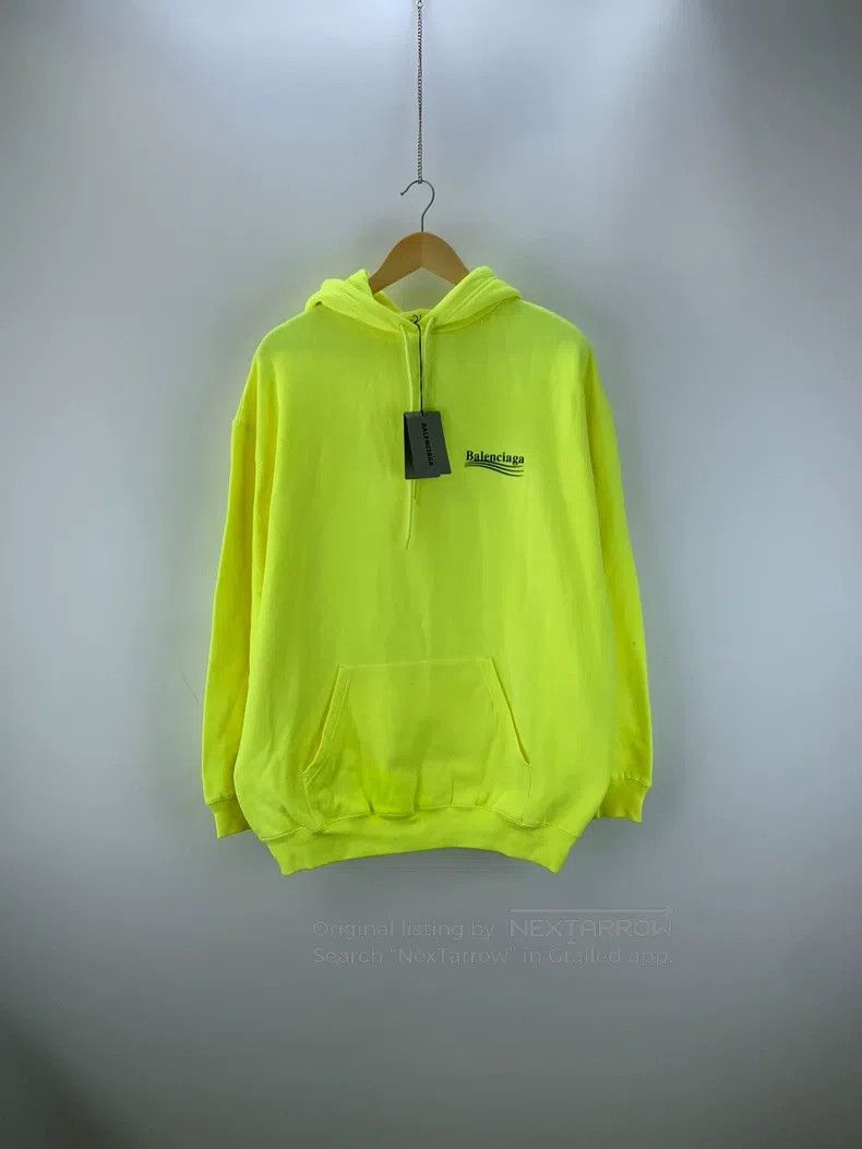 Balenciaga Balenciaga Neon Yellow Hooded Sweatshirt Size US M / EU 48-50 / 2 - 2 Thumbnail