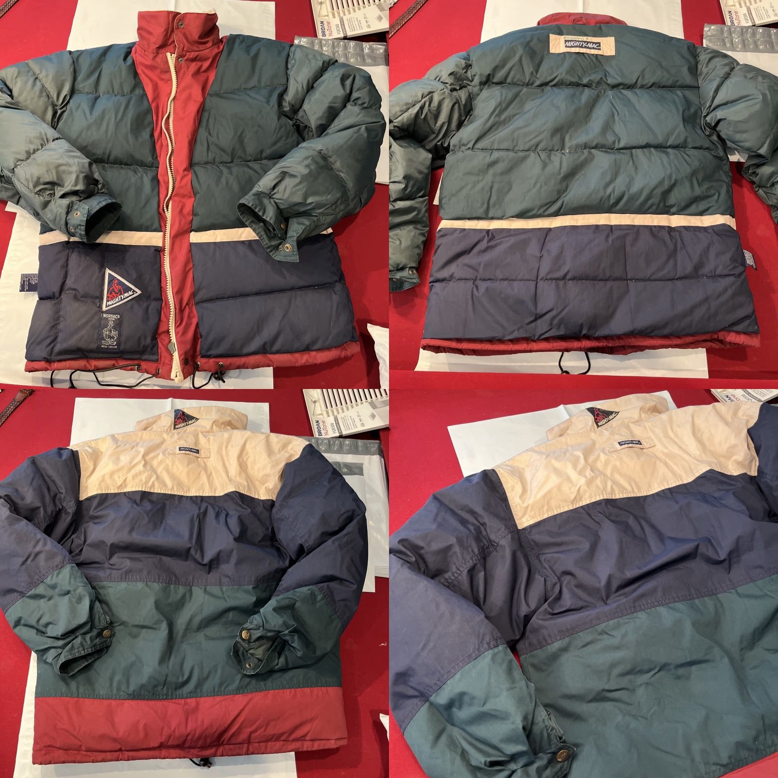 Vintage VINTAGE Mighty Mac Nordsac DOWN PUFFER JACKET REVERSIBLE COAT Stripes Blue Green Burgundy STRIPE Size US M / EU 48-50 / 2 - 8 Thumbnail