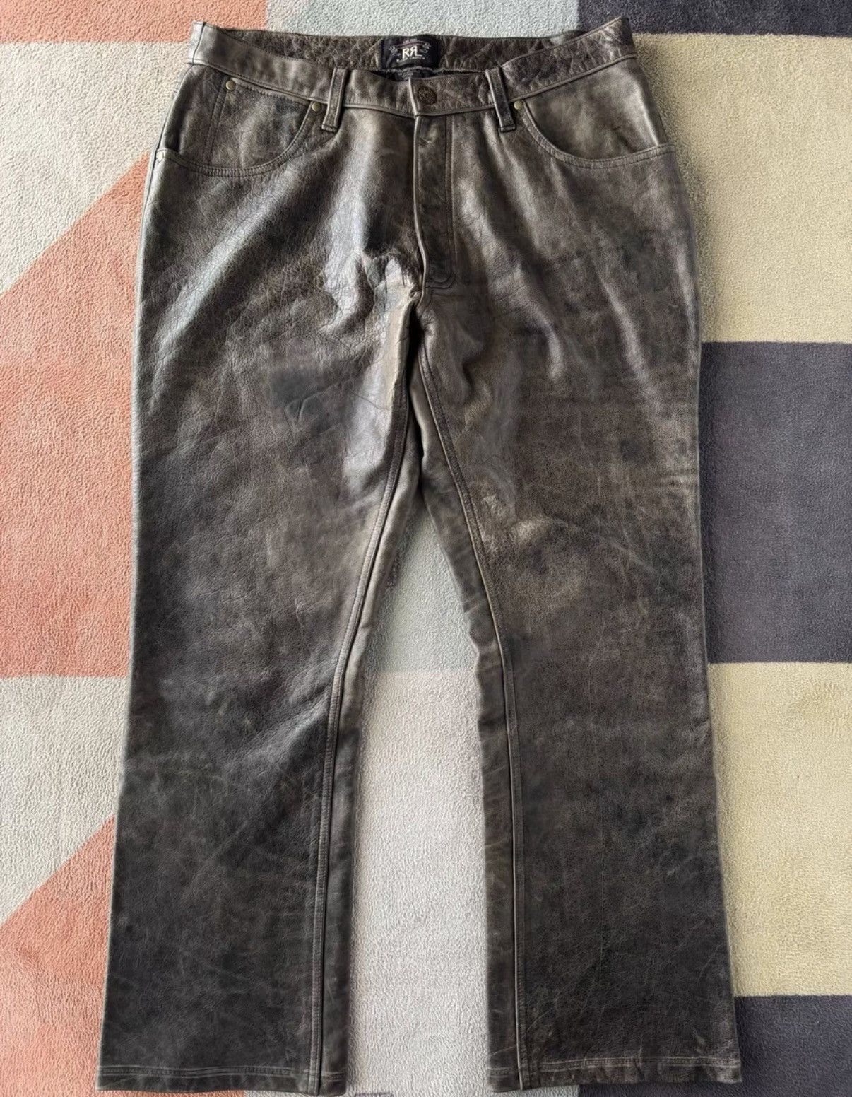 RRL Ralph Lauren RRL Ralph Lauren Double RL Leather Pants K22 Size US 34 / EU 50 - 1 Thumbnail
