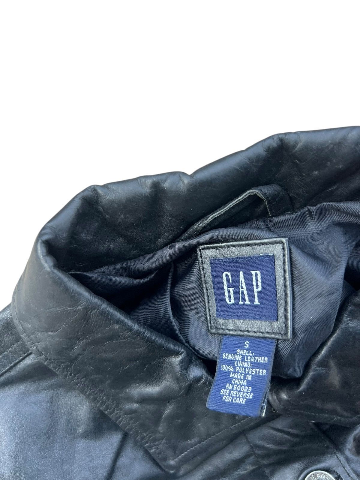 Gap Vintage Fall 2000 GAP Patina Black Leather Trucker Jacket Size S / US 4 / IT 40 - 20 Thumbnail