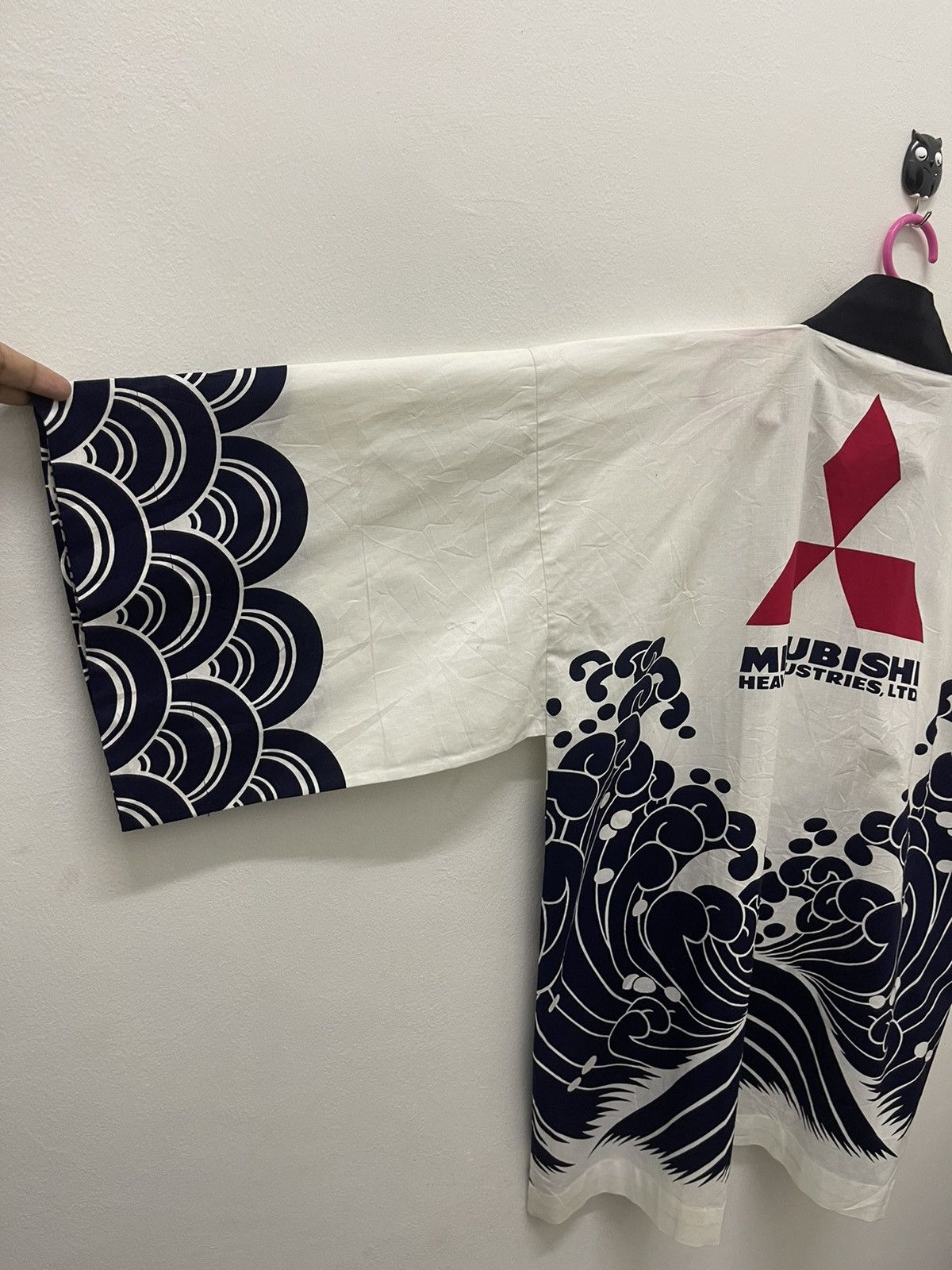 Japanese Brand Rare Vintage MITSUBISHI Spell Out Big Logo Waves Kimono Size US XL / EU 56 / 4 - 2 Thumbnail