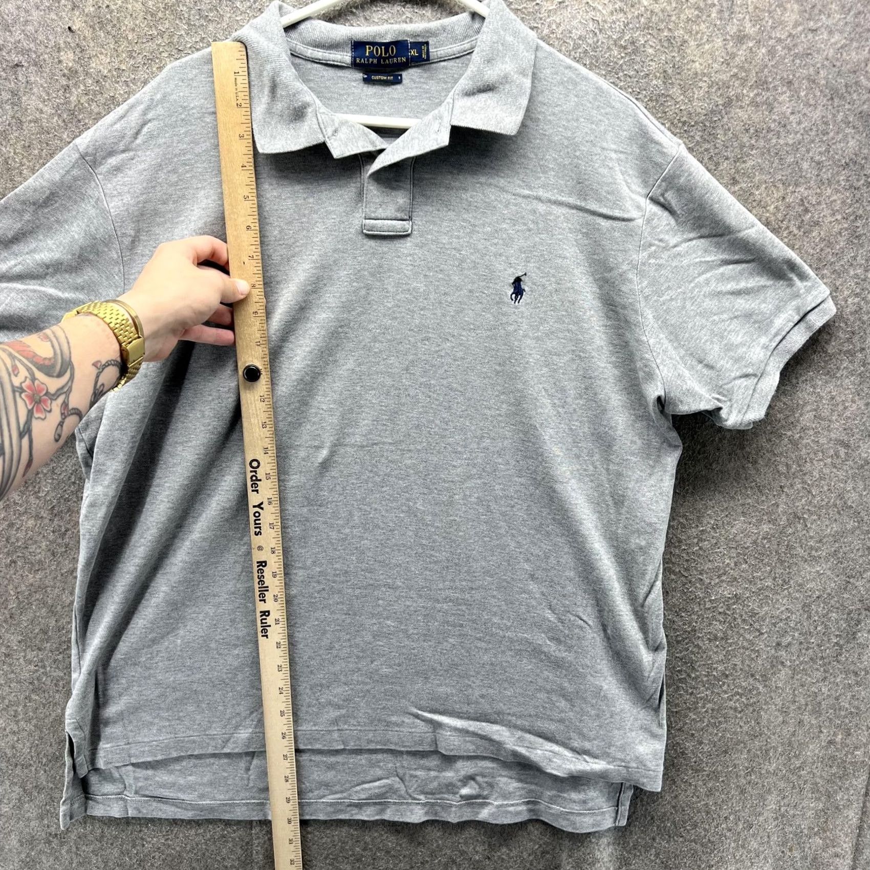 Polo Ralph Lauren Polo Ralph Lauren Polo Shirt Mens XL Gray Custom Fit Pony Logo Short Sleeve Size US XL / EU 56 / 4 - 3 Thumbnail