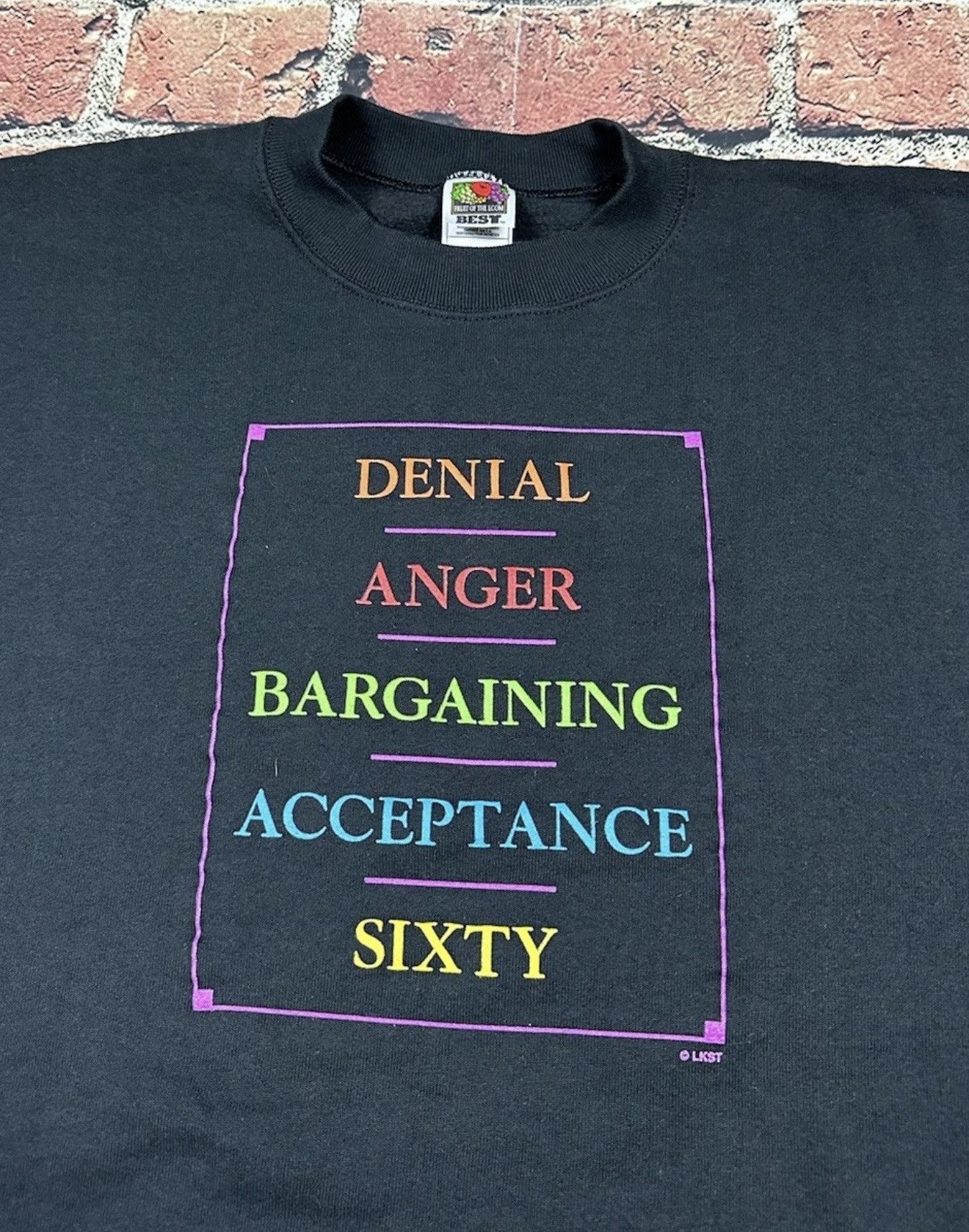 Fruit Of The Loom Funny 60th Birthday Sweatshirt Denial Anger Acceptance Sixty Size US XXL / EU 58 / 5 - 4 Thumbnail