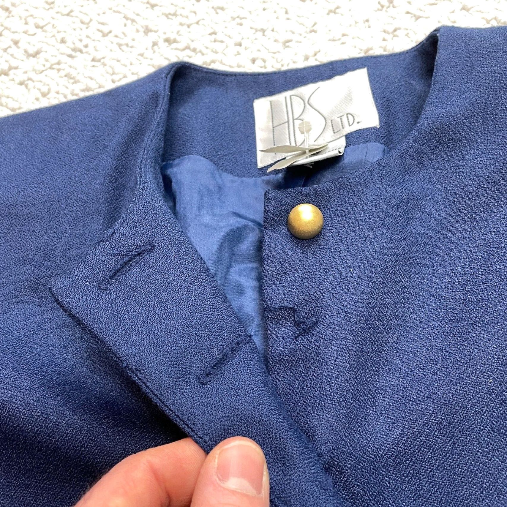 Vintage VINTAGE LTD HBS Jacket Womens 10 Blue Mid Length Long Sleeve Button Pocketed Pockets Size L / US 10 / IT 46 - 4 Thumbnail