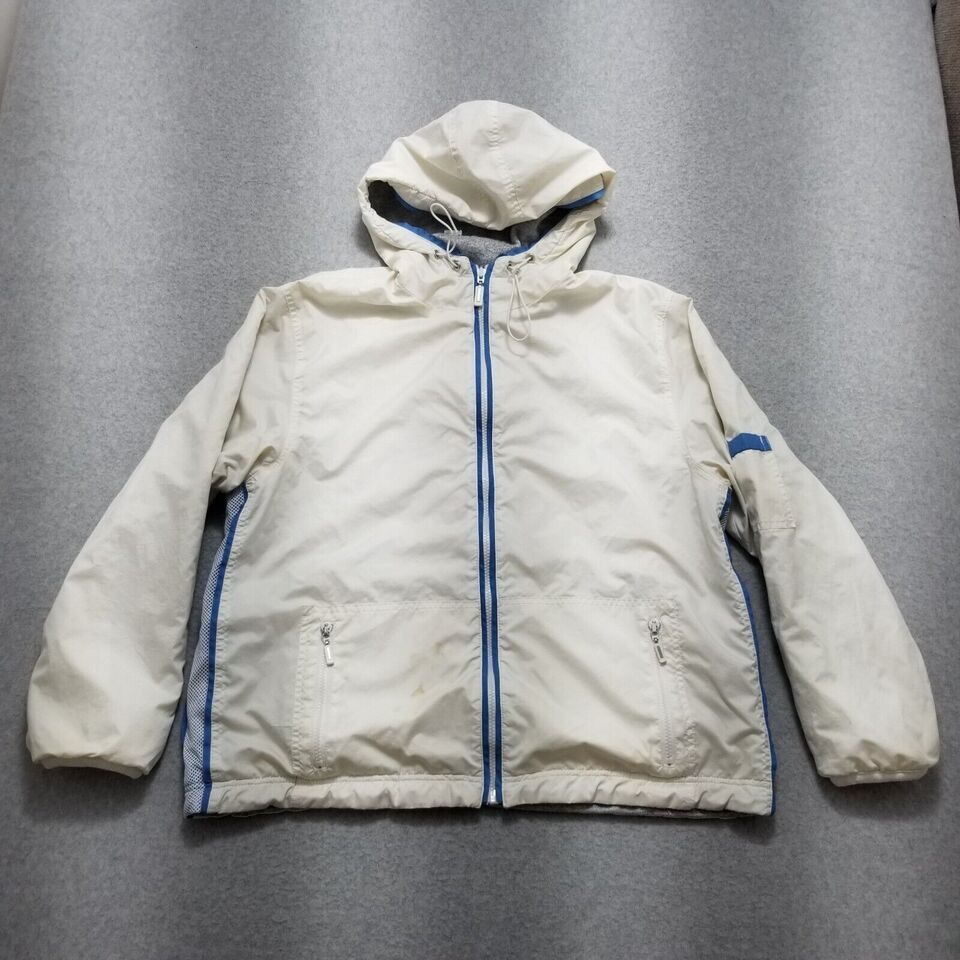 Other CS Jacket Womens Large Gray Ivory Reversible Hooded Pockets Size L / US 10 / IT 46 - 1 Thumbnail