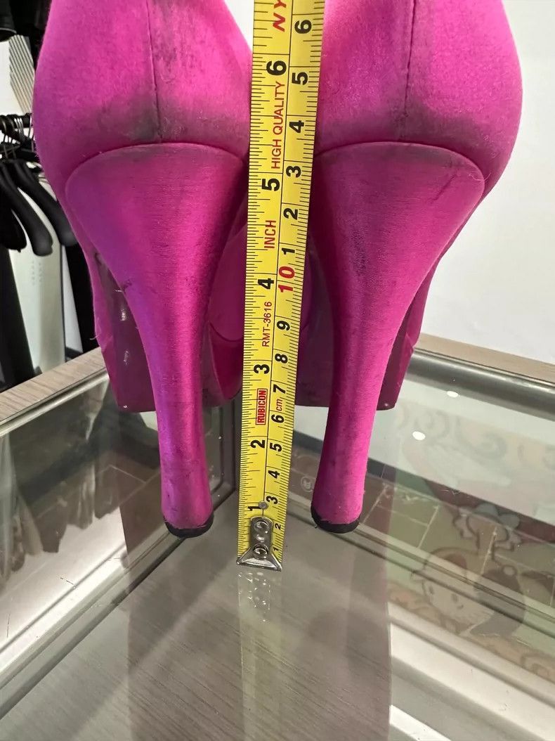 Yves Saint Laurent YSL Pink Satin High Heel Shoes 13cm-2506 Size US 7.5 / EU 40-41 - 5 Thumbnail