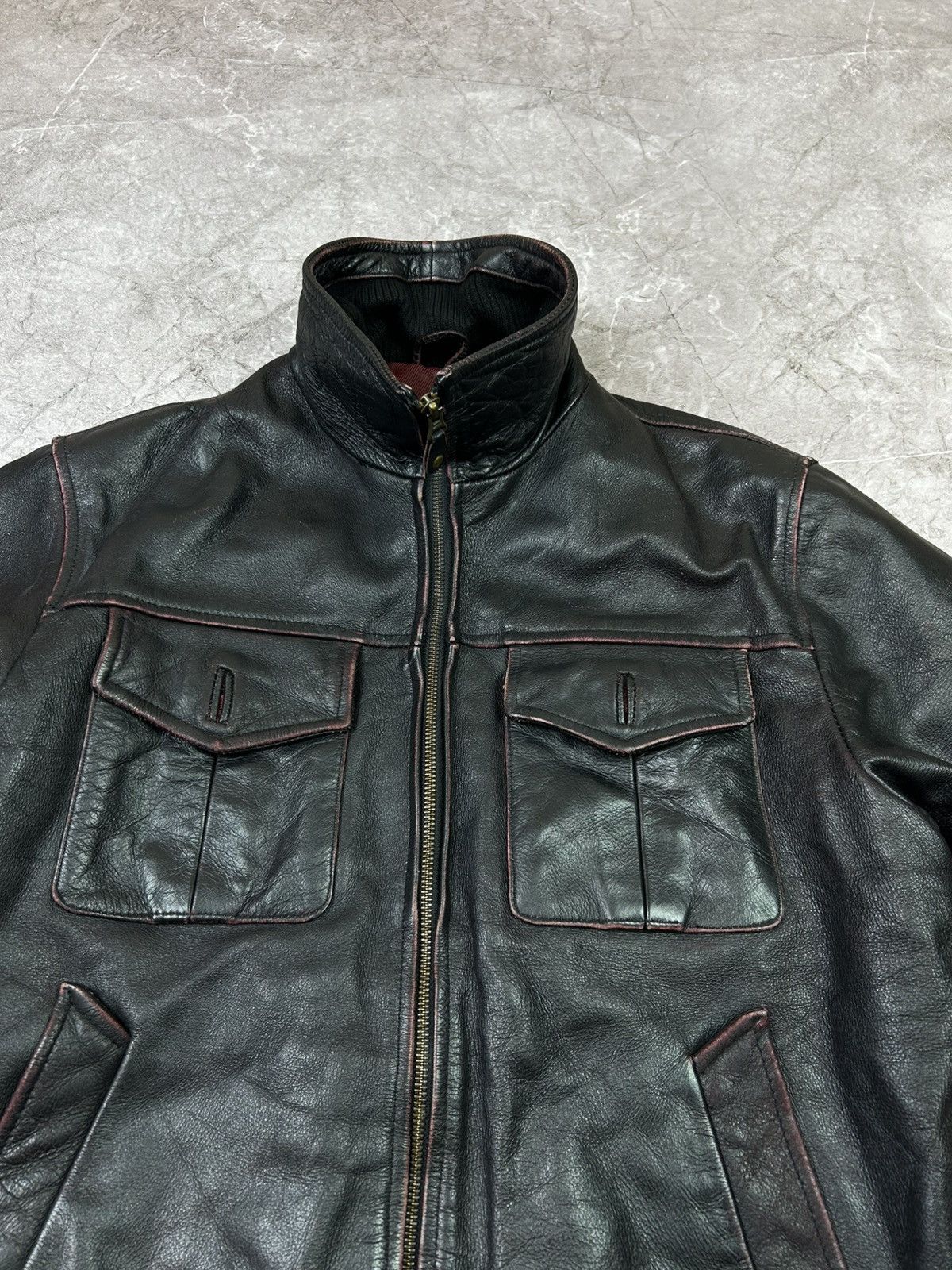 Japanese Brand Vintage washed avant garde leather jacket Size US S / EU 44-46 / 1 - 10 Thumbnail