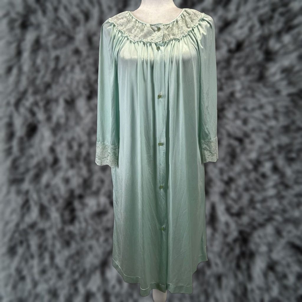 Vintage VINTAGE Gilead Nylon Robe Medium Mint Green 1970s Classic Womens Size ONE SIZE - 1 Thumbnail