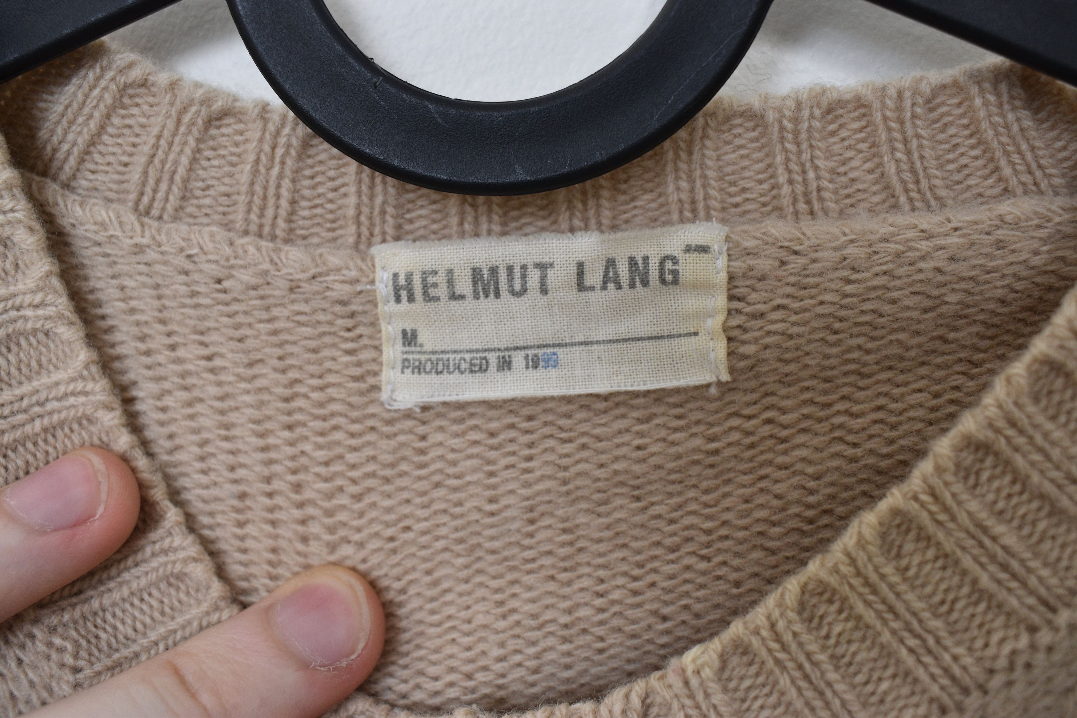 Helmut Lang × Vintage Helmut Lang 1999 Wool Cream Knit Sweater V Neck Beige Size US S / EU 44-46 / 1 - 3 Thumbnail