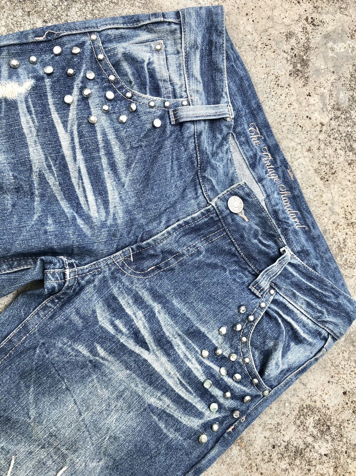Japanese Brand × Seditionaries STUDDED DISTRESSED DENIM BY VINTAGE STANDARD JEANS Size 31" - 10 Thumbnail