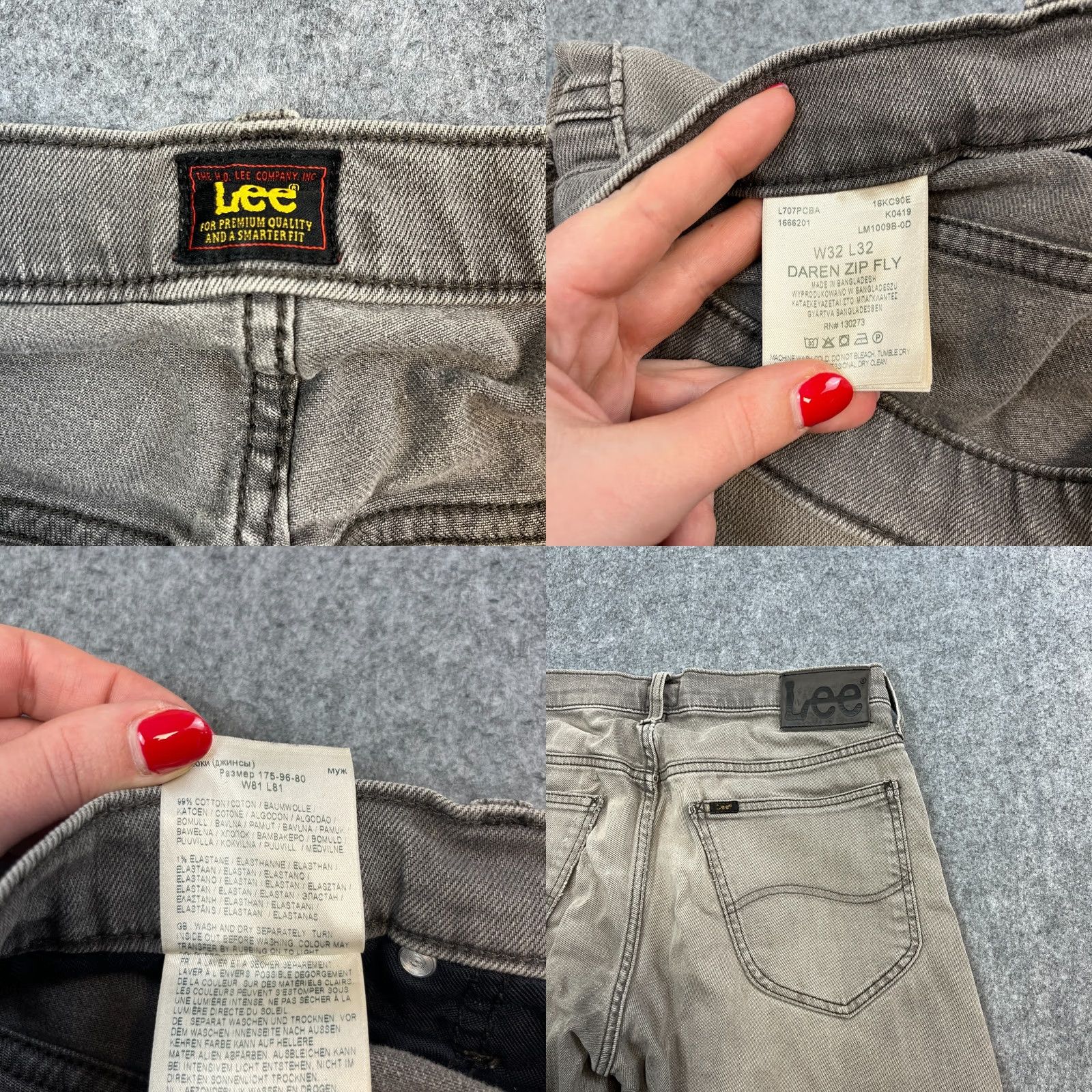 Lee Lee Mens Jeans Slim Fit 32 32 Light Grey Wash Denim Zip Fly 5-Pocket Tapered Size US 32 / EU 48 - 8 Thumbnail