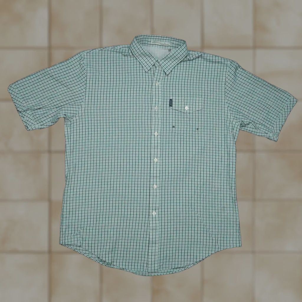Vintage Criquet Shirt Mens XL Blue White Plaid Short Sleeve Button-Up Seersucker Casual Workwear Menswear Size US XL / EU 56 / 4 - 1 Thumbnail