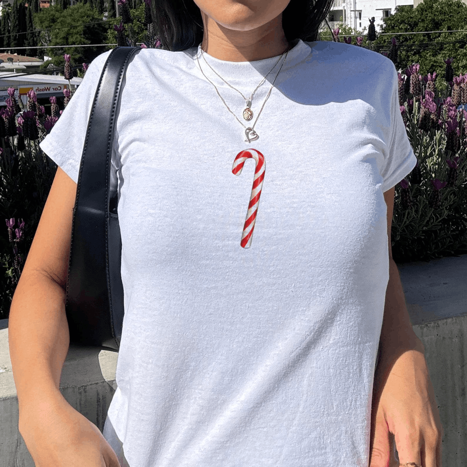 Other Minimalist Candy Cane Baby Tee – Simple Y2K Size L / US 10 / IT 46 - 2 Thumbnail