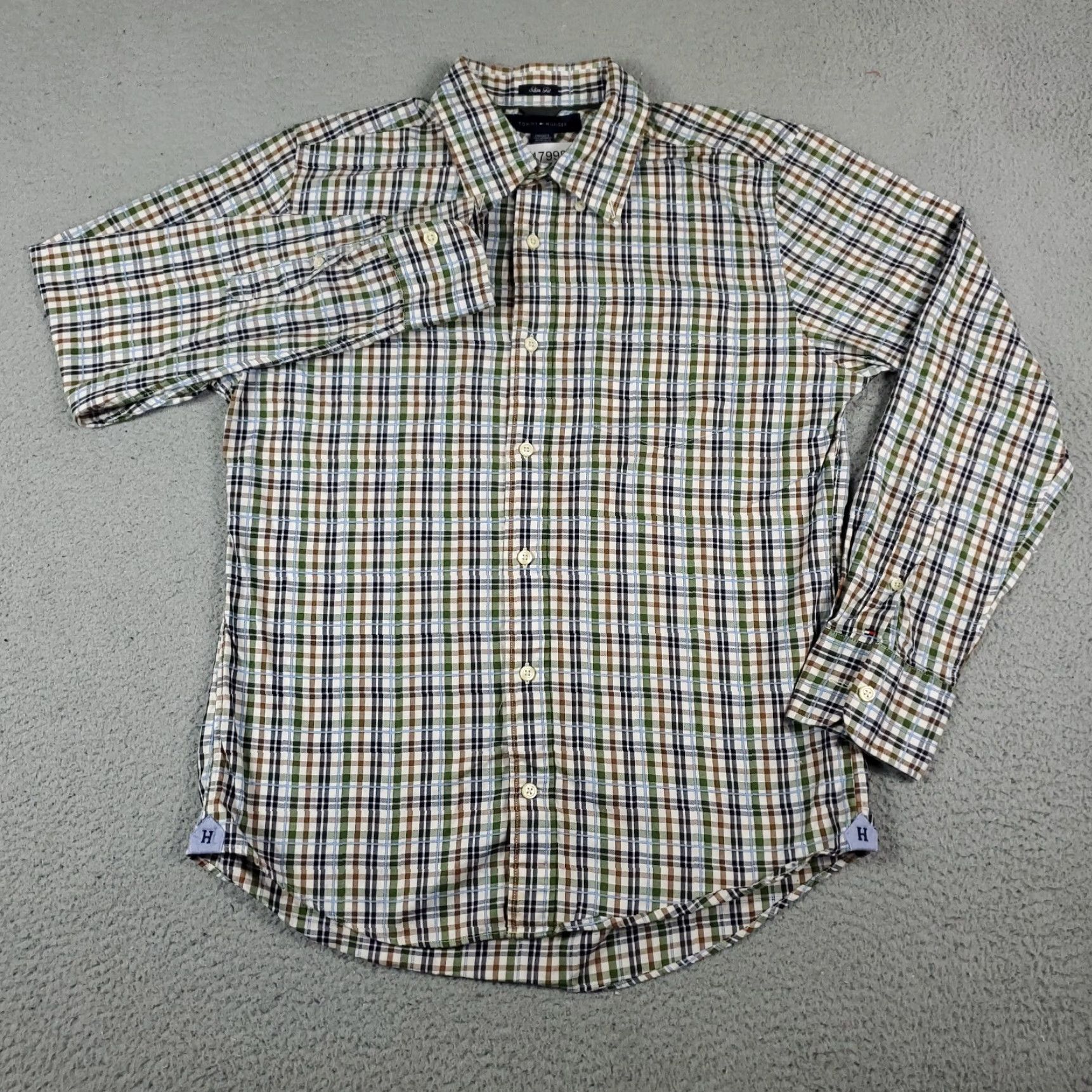 Tommy Hilfiger Tommy Hilfiger Shirt Mens Medium Beige Plaid Slim Fit Button-Up Long Sleeve Size US M / EU 48-50 / 2 - 2 Thumbnail