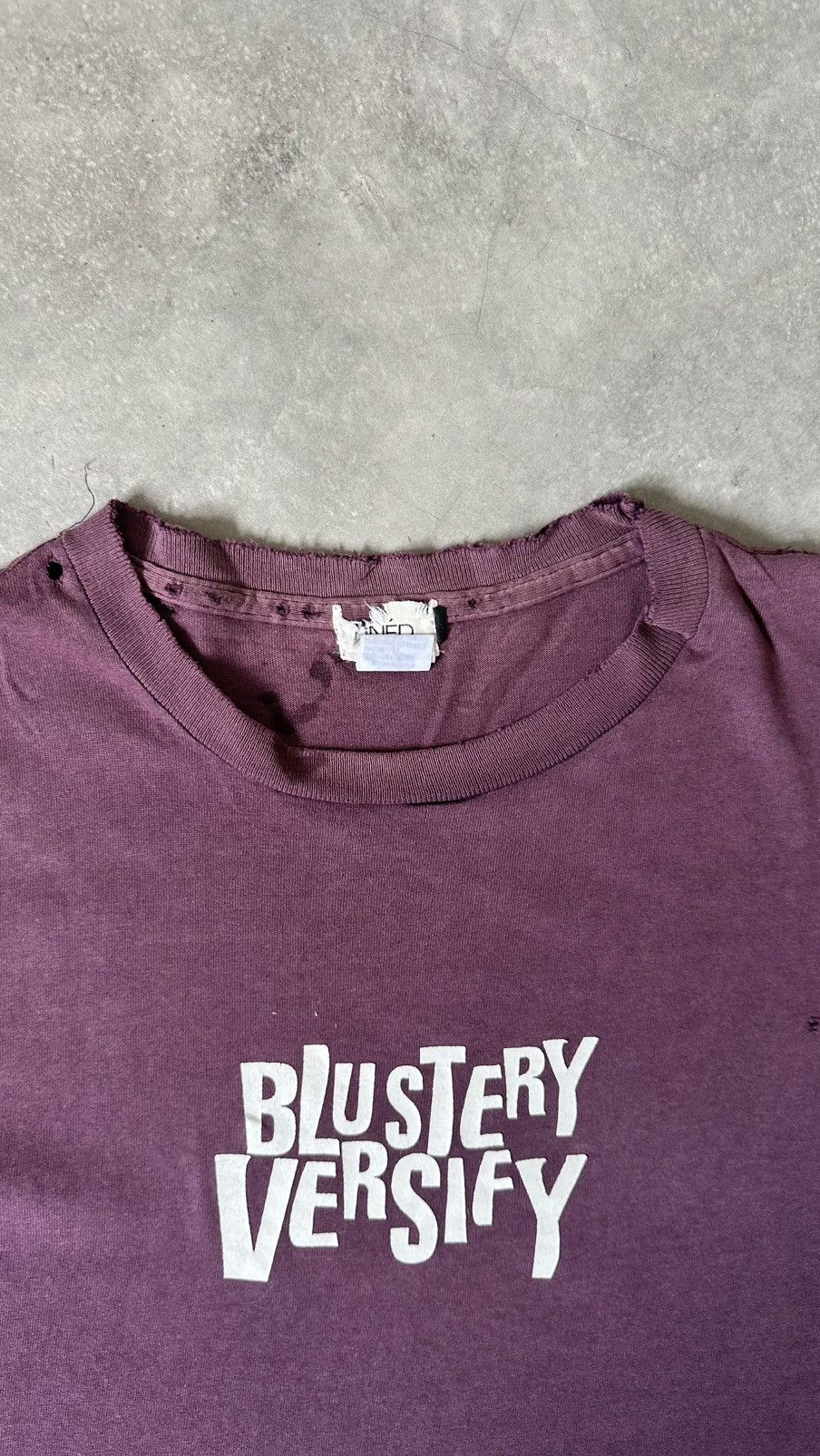 Yohji Yamamoto VINTAGE INED HOMME BLUSTERY VERIFY DISTRESSED TEE Size US L / EU 52-54 / 3 - 4 Thumbnail