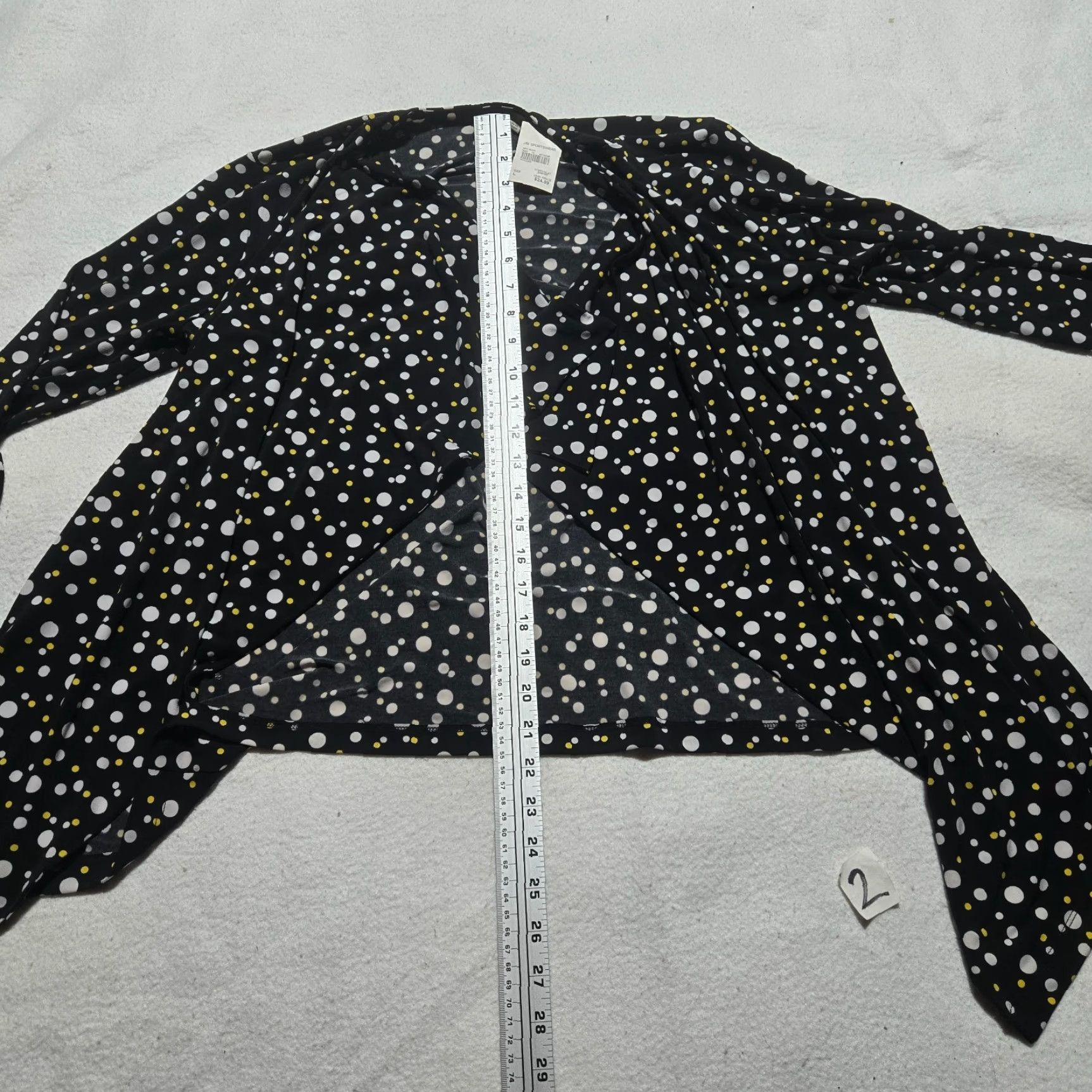 Vintage Cato Blouse Open Front Light Wieght Cardigan Ladies L Black Polka Dot New Womens Knit Top Summer Fall Spring Casual Travel Workwear Men's? Size L / US 10 / IT 46 - 5 Thumbnail
